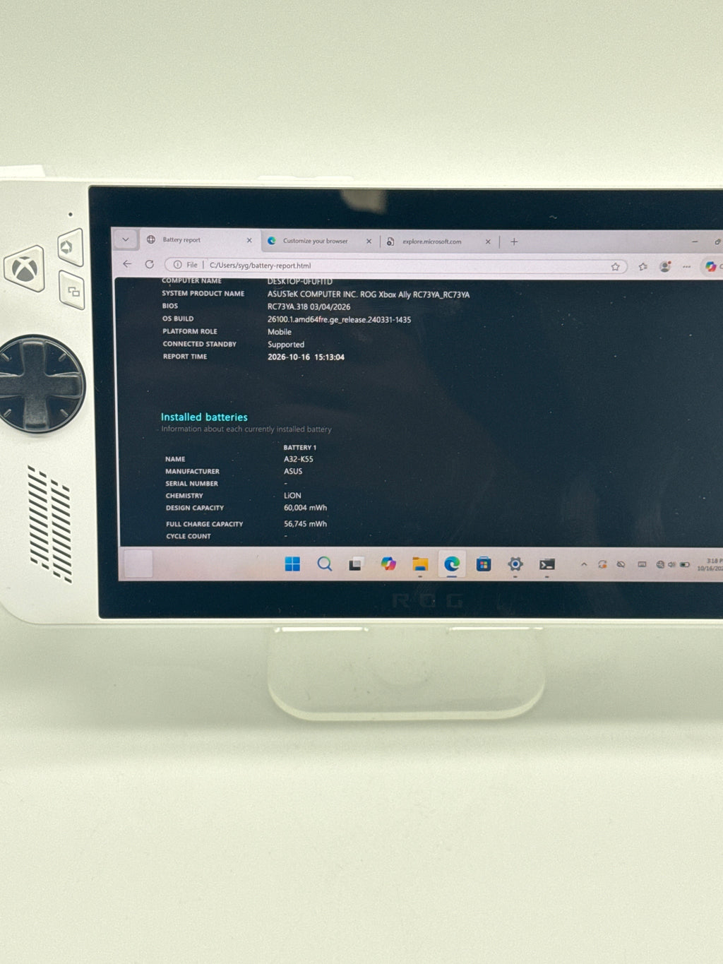 Asus ROG Ally RC73YA Ryzen Z2 16GB RAM 512GB SSD White Console - Used