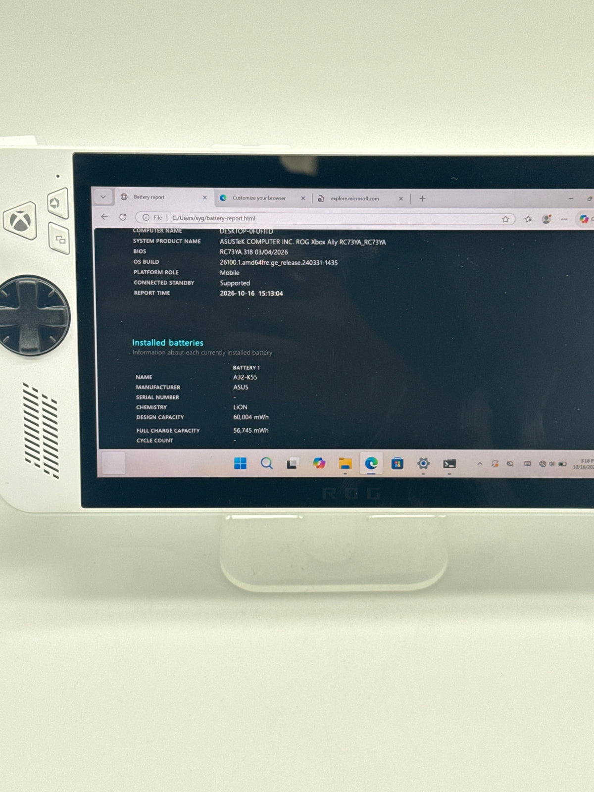 Asus ROG Ally RC73YA Ryzen Z2 16GB RAM 512GB SSD White Console - Used