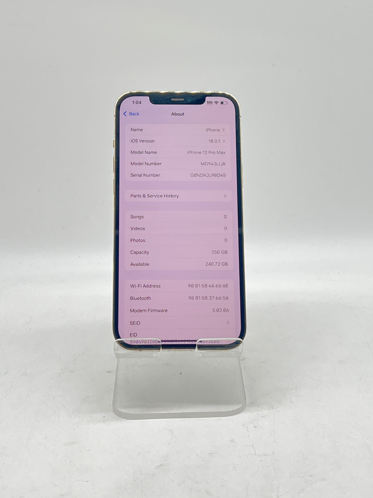 Apple iPhone 12 Pro Max 6.7" 256GB AT&T Gold Service Battery