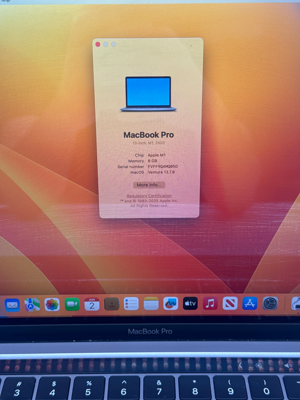 Apple MacBook Pro 13" A2338 M1 8GB RAM 256GB SSD