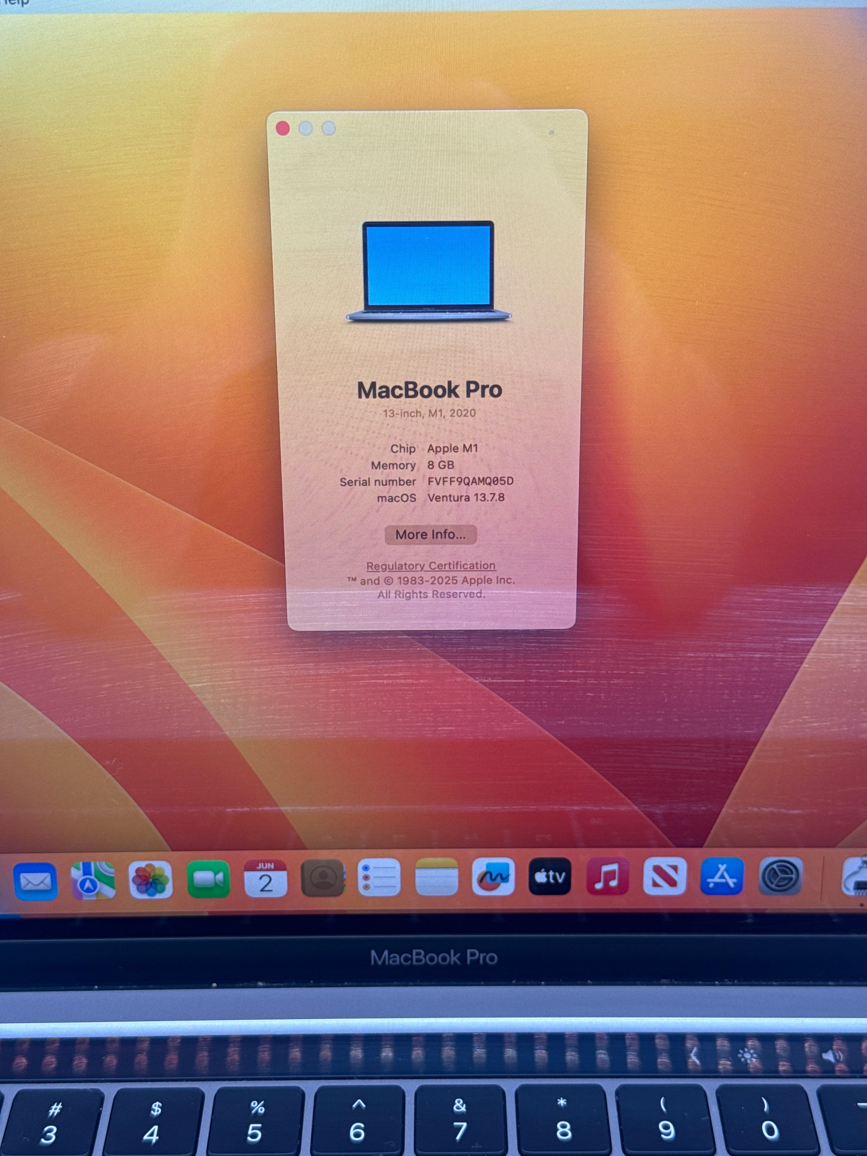 Apple MacBook Pro 13" A2338 M1 8GB RAM 256GB SSD