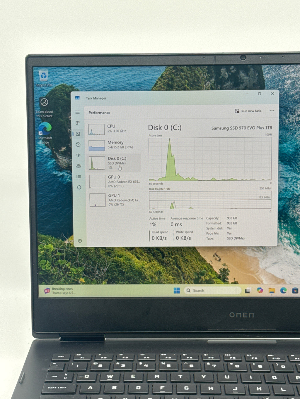 HP OMEN 16-n0033dx 16.1" AMD Ryzen 7 6800H 16GB RAM 1TB SSD RX 6650M - Used