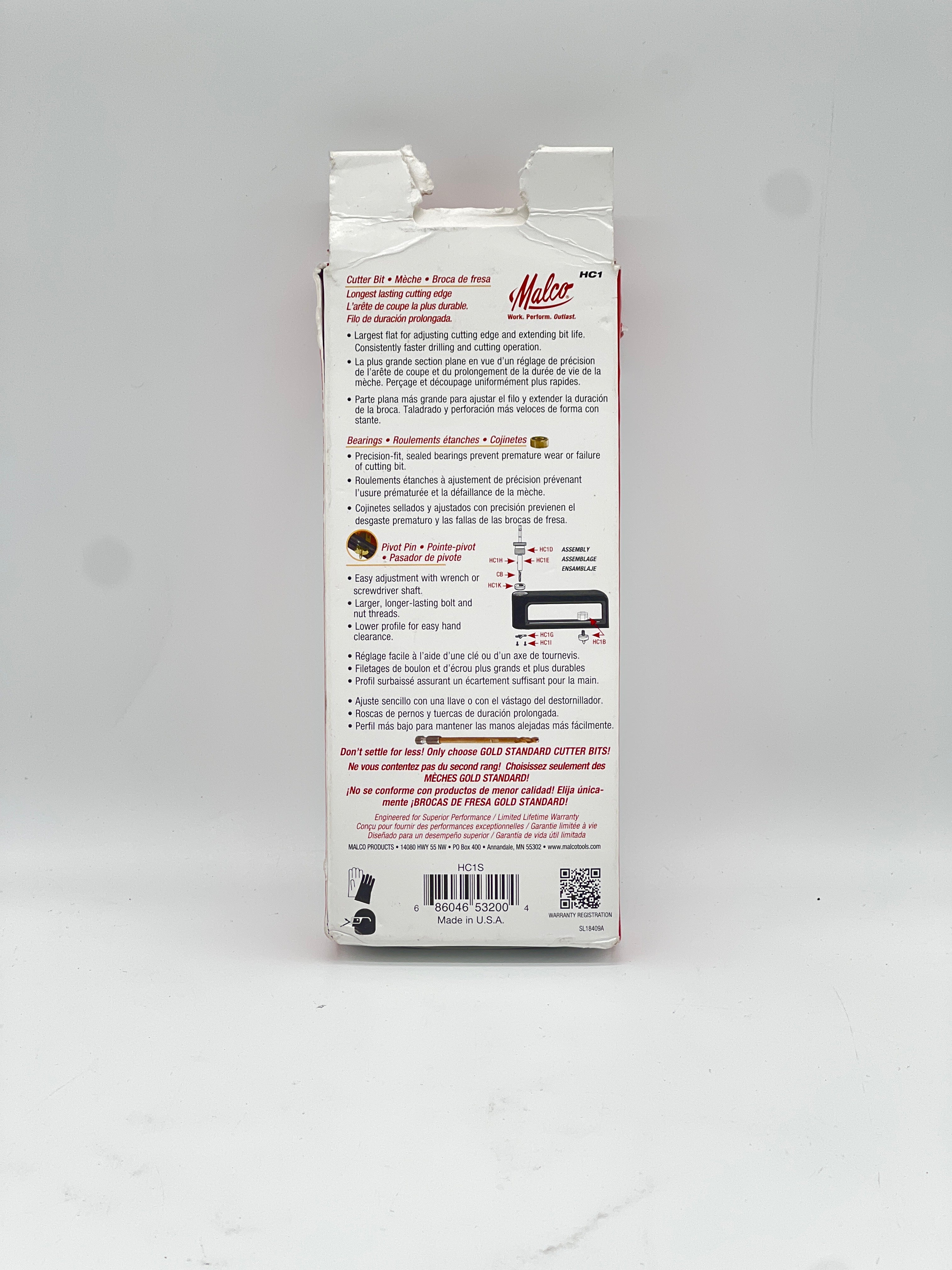 Malco HC1 Hole Cutter Black Steel 1.5 Inch New Open Box