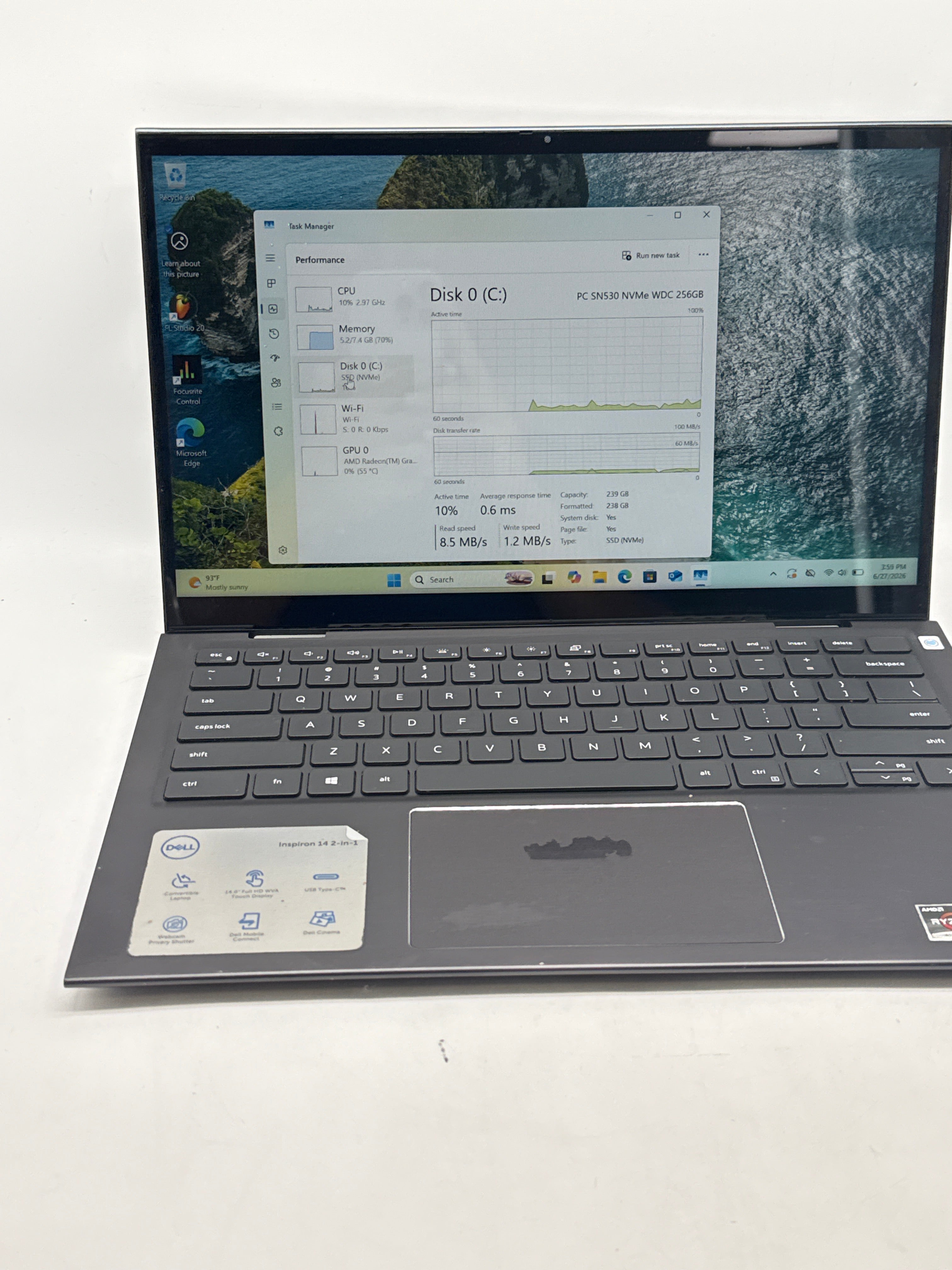 Dell Inspiron 7415 2-in-1 Ryzen 5 5500U 8GB RAM 256GB SSD - Used