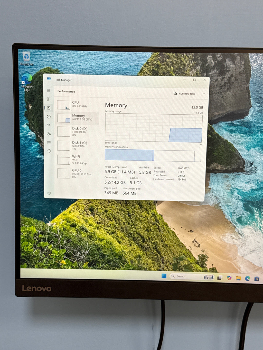 Dell Inspiron 3670 Desktop i5-9400 12GB RAM 1TB HDD + 112GB SSD