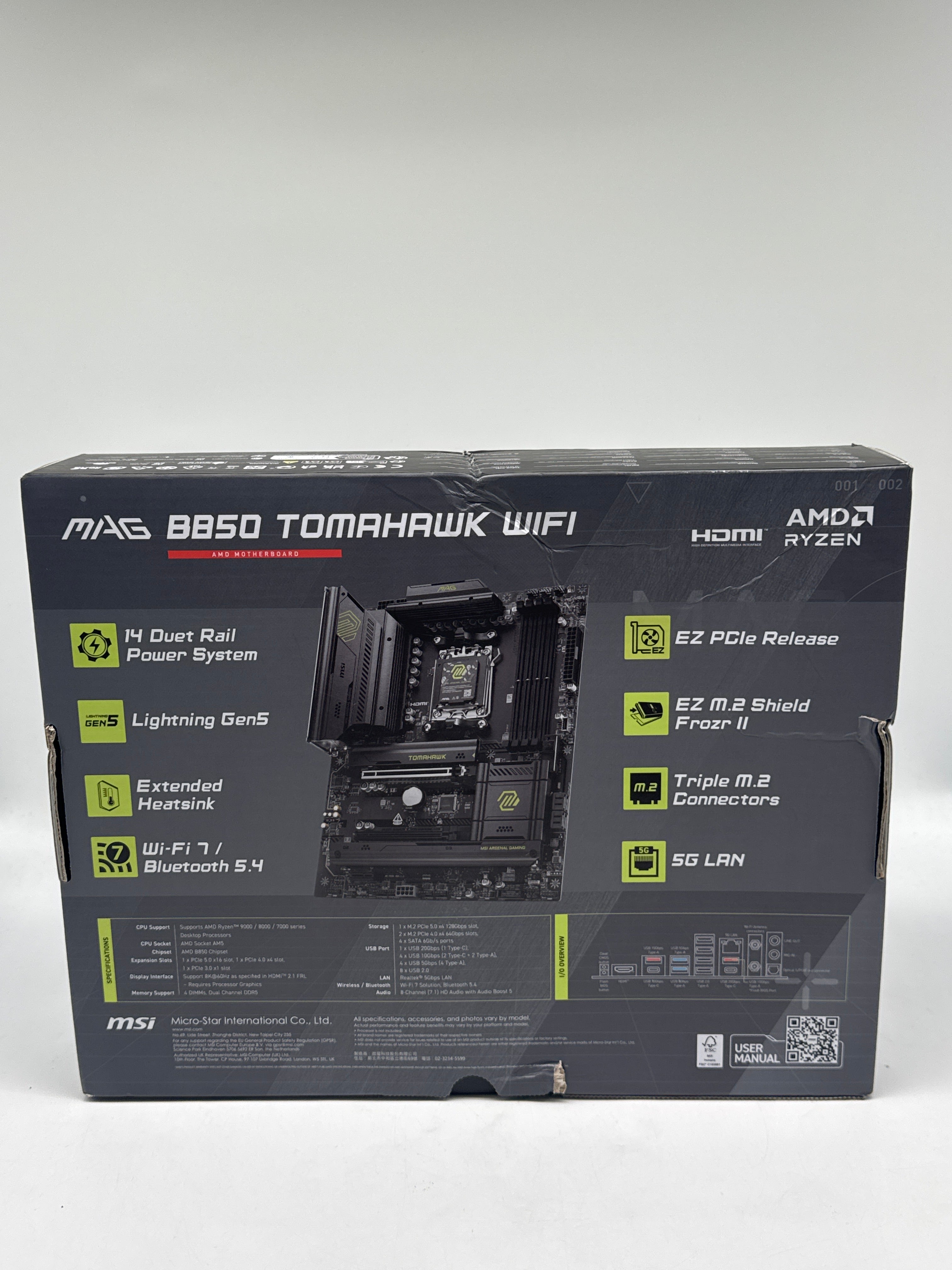 MSI MAG B850 Tomahawk Max WiFi ATX Motherboard DDR5 AMD - New Open Box