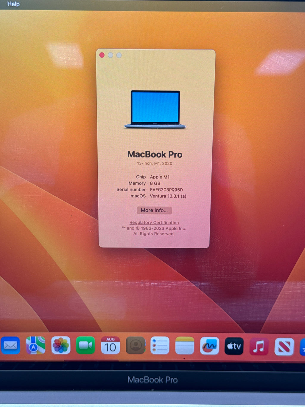 Apple MacBook Pro 13" A2338 M1 8GB RAM 256GB SSD Space Gray - Used