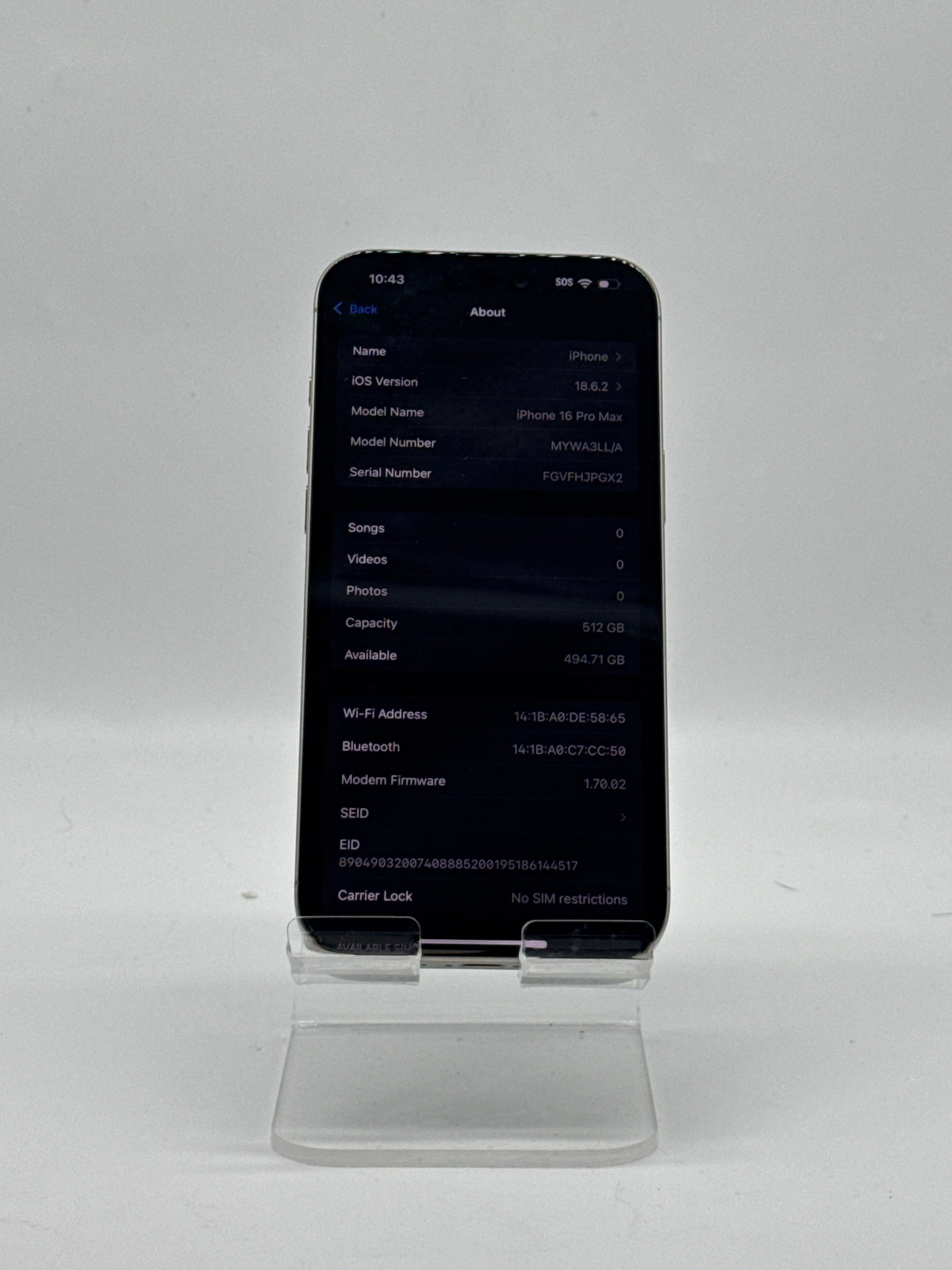 Apple iPhone 16 Pro Max 512GB Natural Titanium Unlocked - Battery 92%