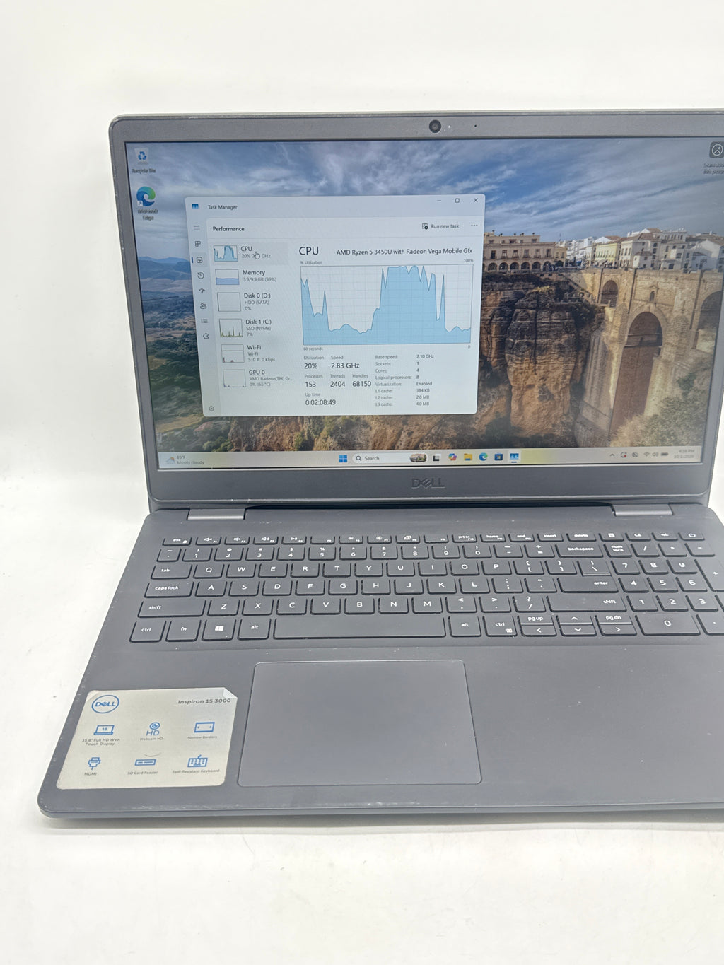 Dell Inspiron 15 3505 AMD Ryzen 5 3450U 12GB RAM 1TB HDD 256GB SSD - Used