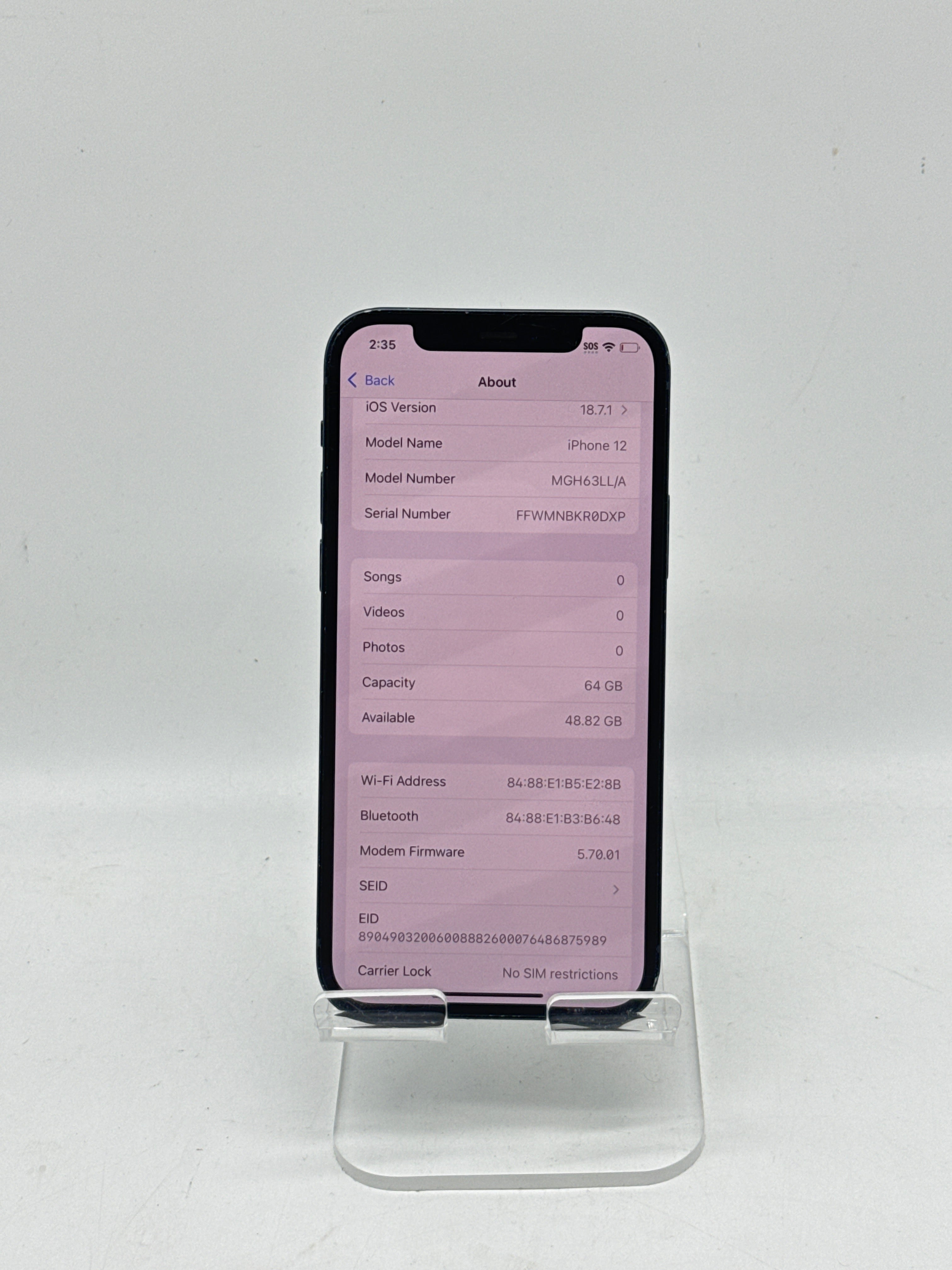 Apple iPhone 12 A2172 64GB Unlocked Black