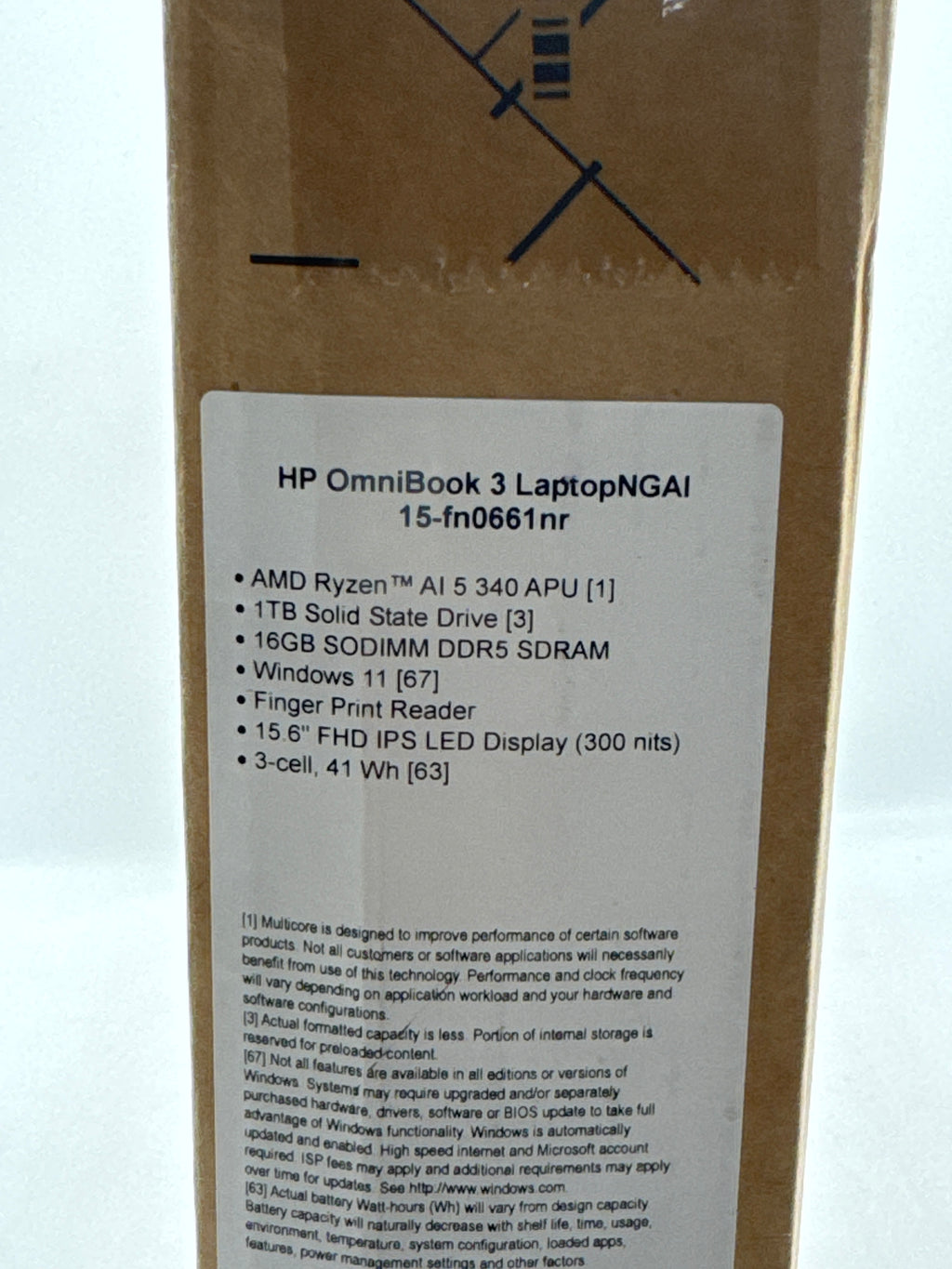 HP OmniBook 3 15-fn0661nr 15.6" Ryzen AI 5 340 16GB RAM 1TB SSD - New