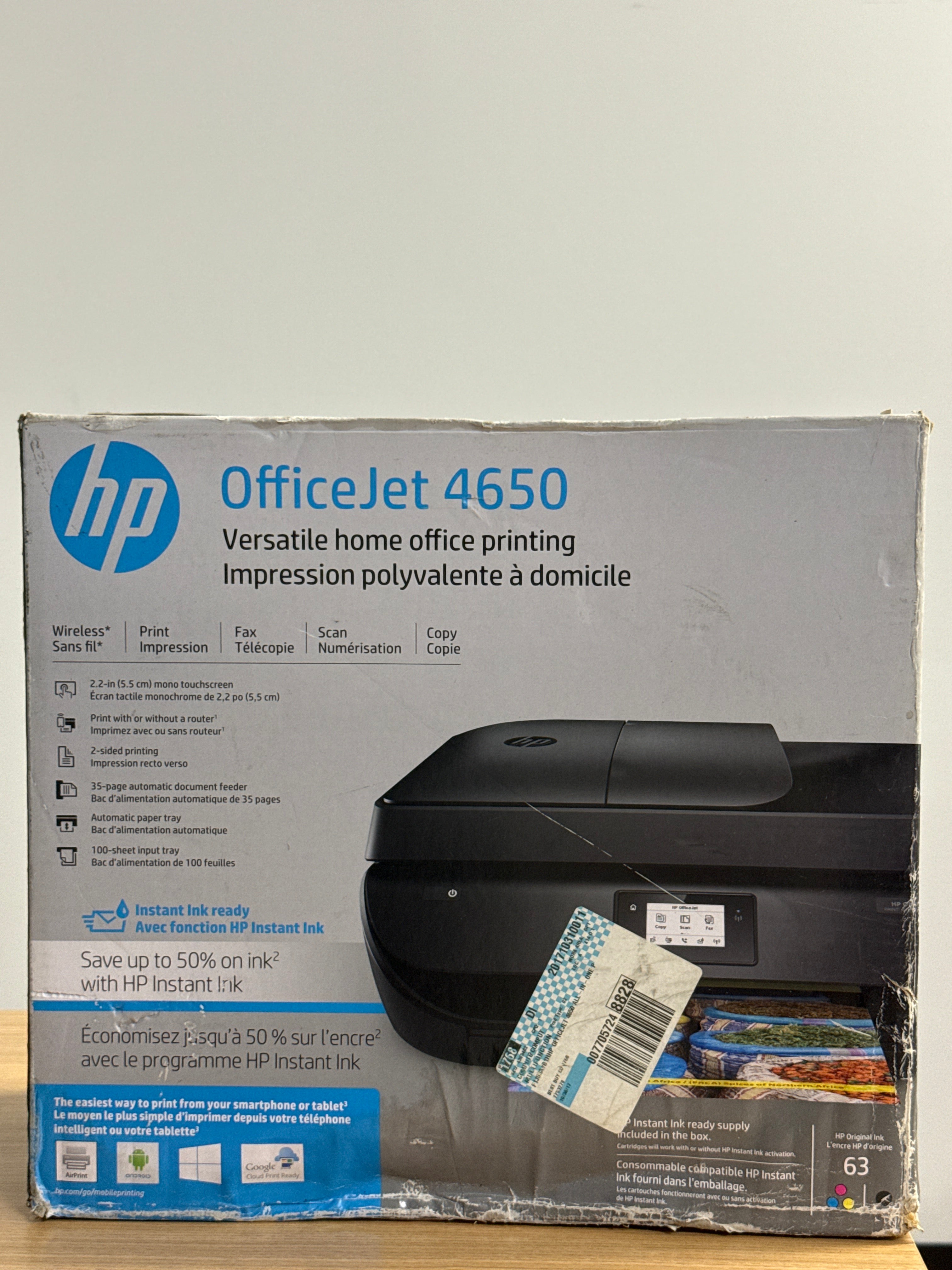 HP OfficeJet 4650 All-In-One Printer Scanner Copier Used with Box