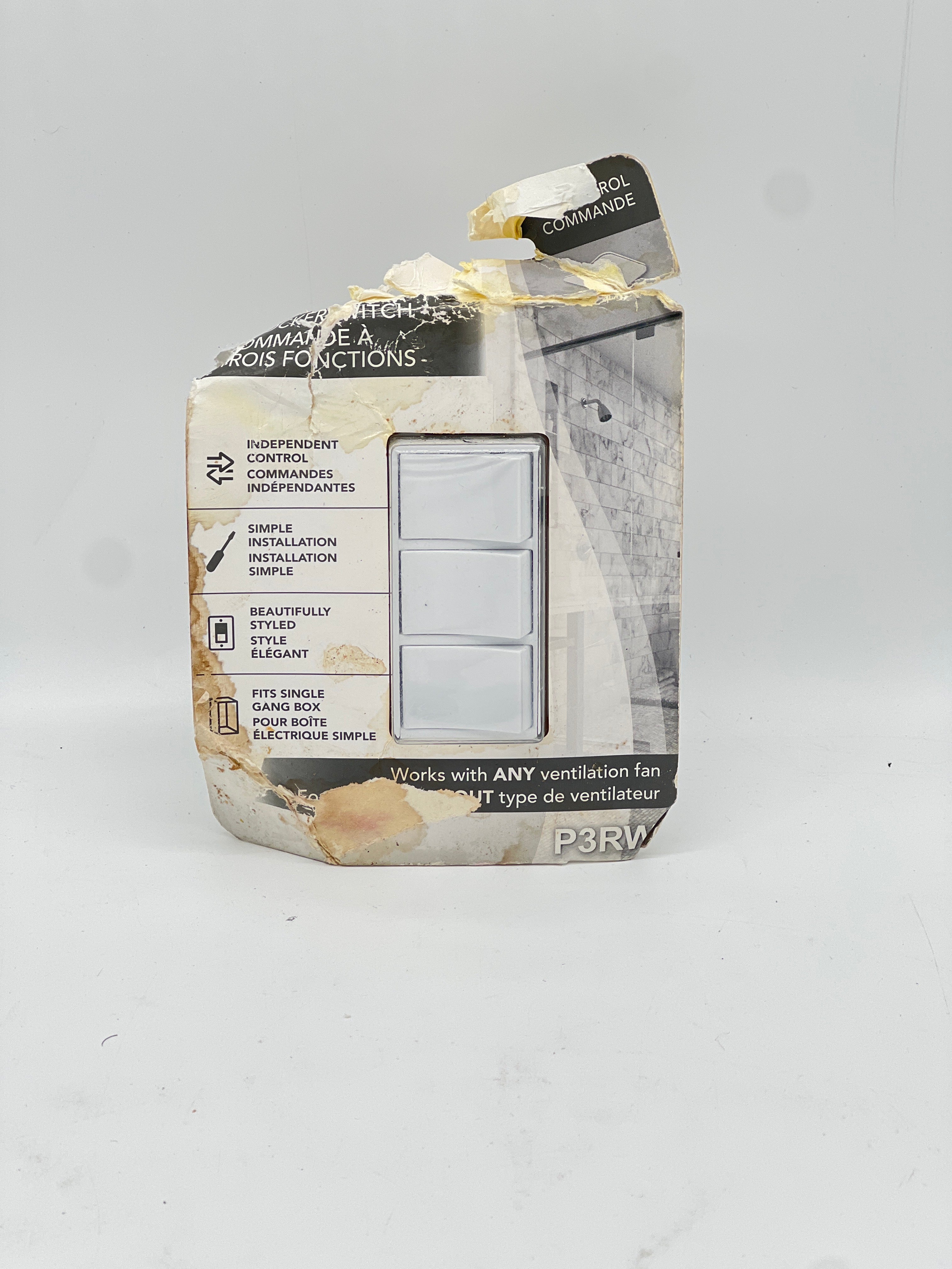 Broan NuTone 3 Rocker Switch SC100W White Fan Control Switch New In Box