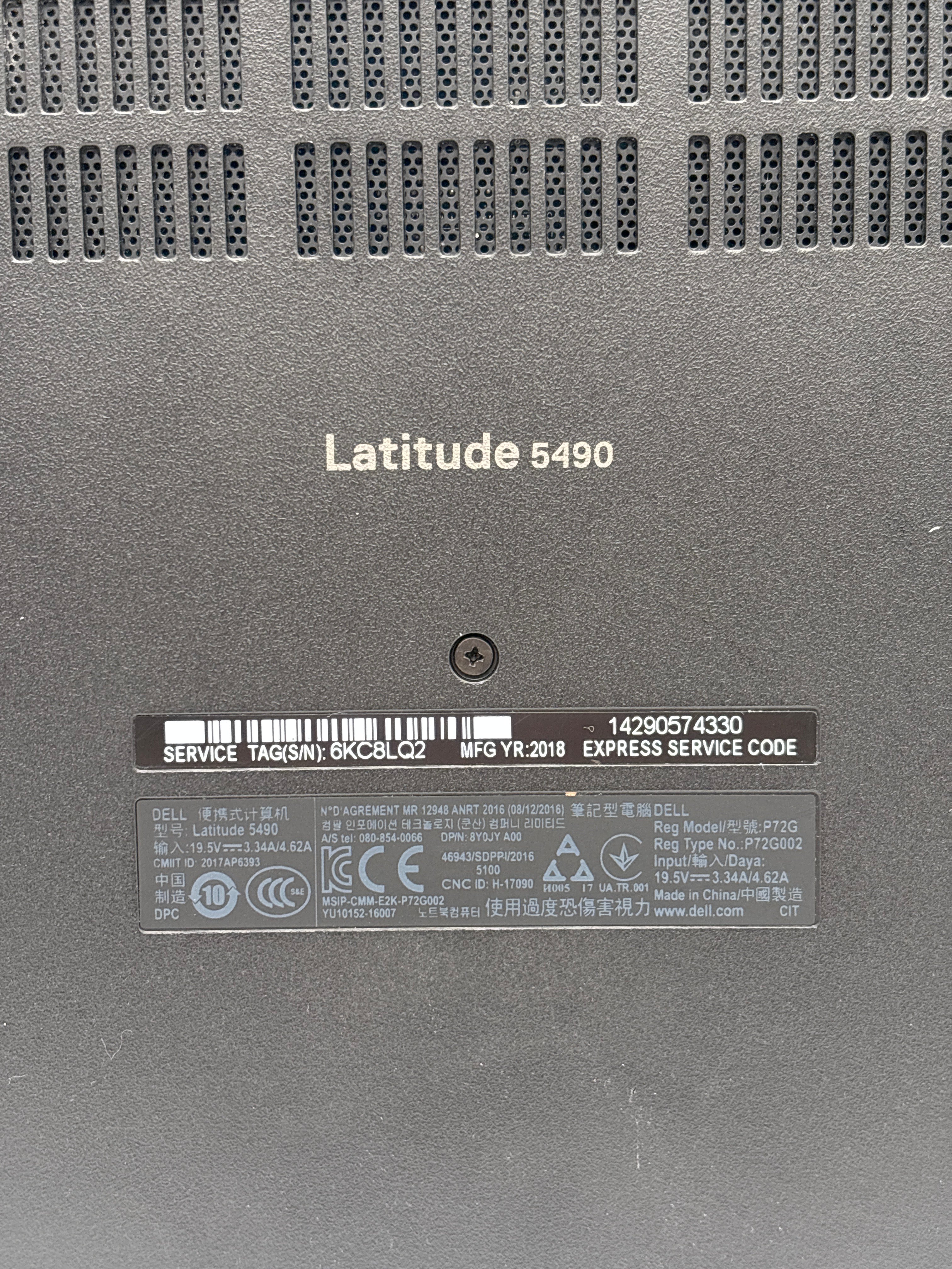 Dell Latitude 5490 i5-8350U 8GB RAM 256GB SSD - For Parts (Bad Battery)