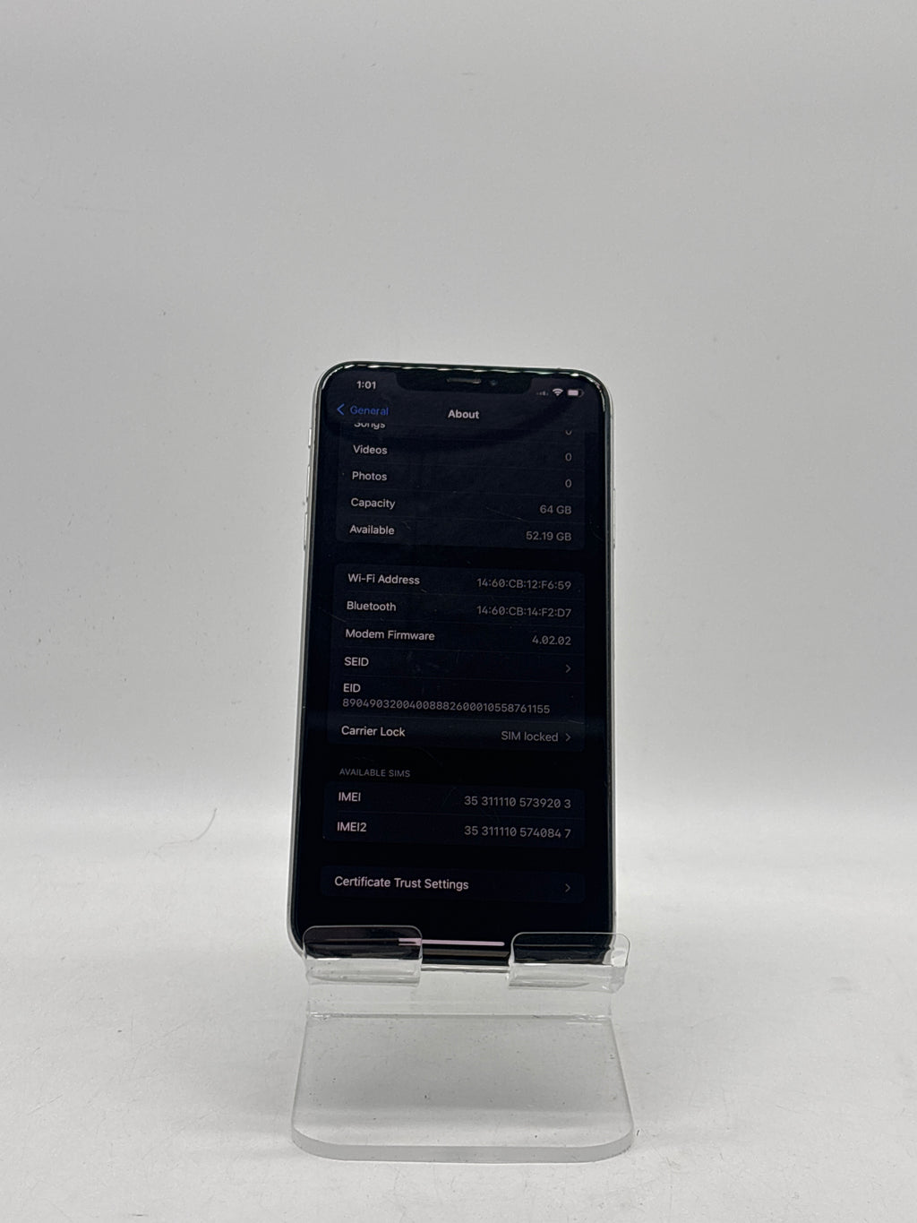 Apple iPhone XS Max 6.5" A1921 64GB Silver - AT&T Locked