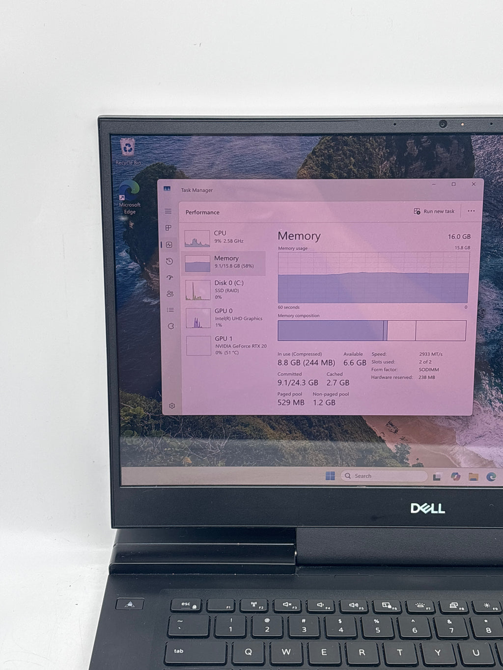 Dell G7 7500 15" Intel Core i7-10750H 16GB RAM 1TB SSD - For Parts