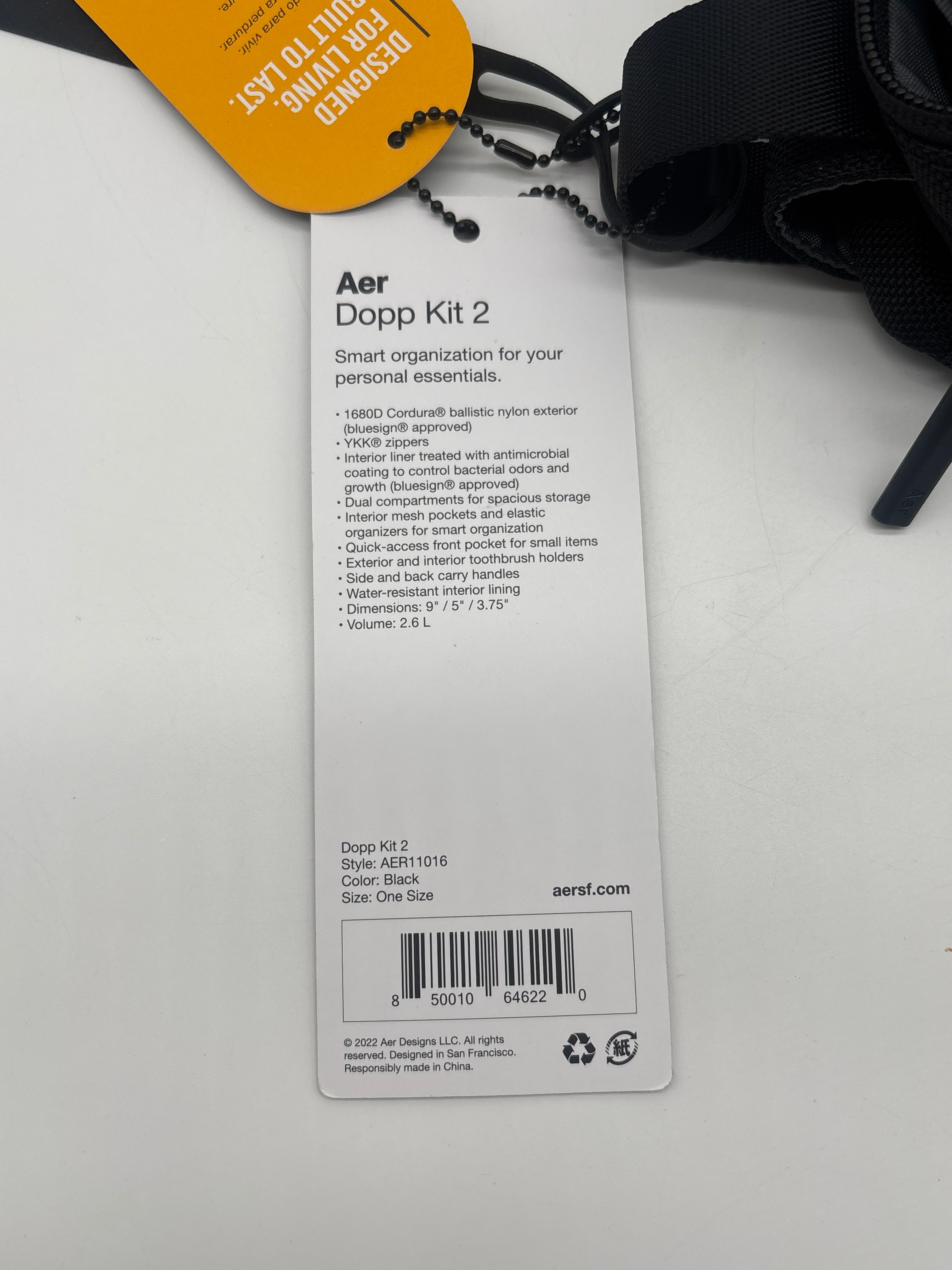 Aer Dopp Kit 2 - Black Travel Accessory New