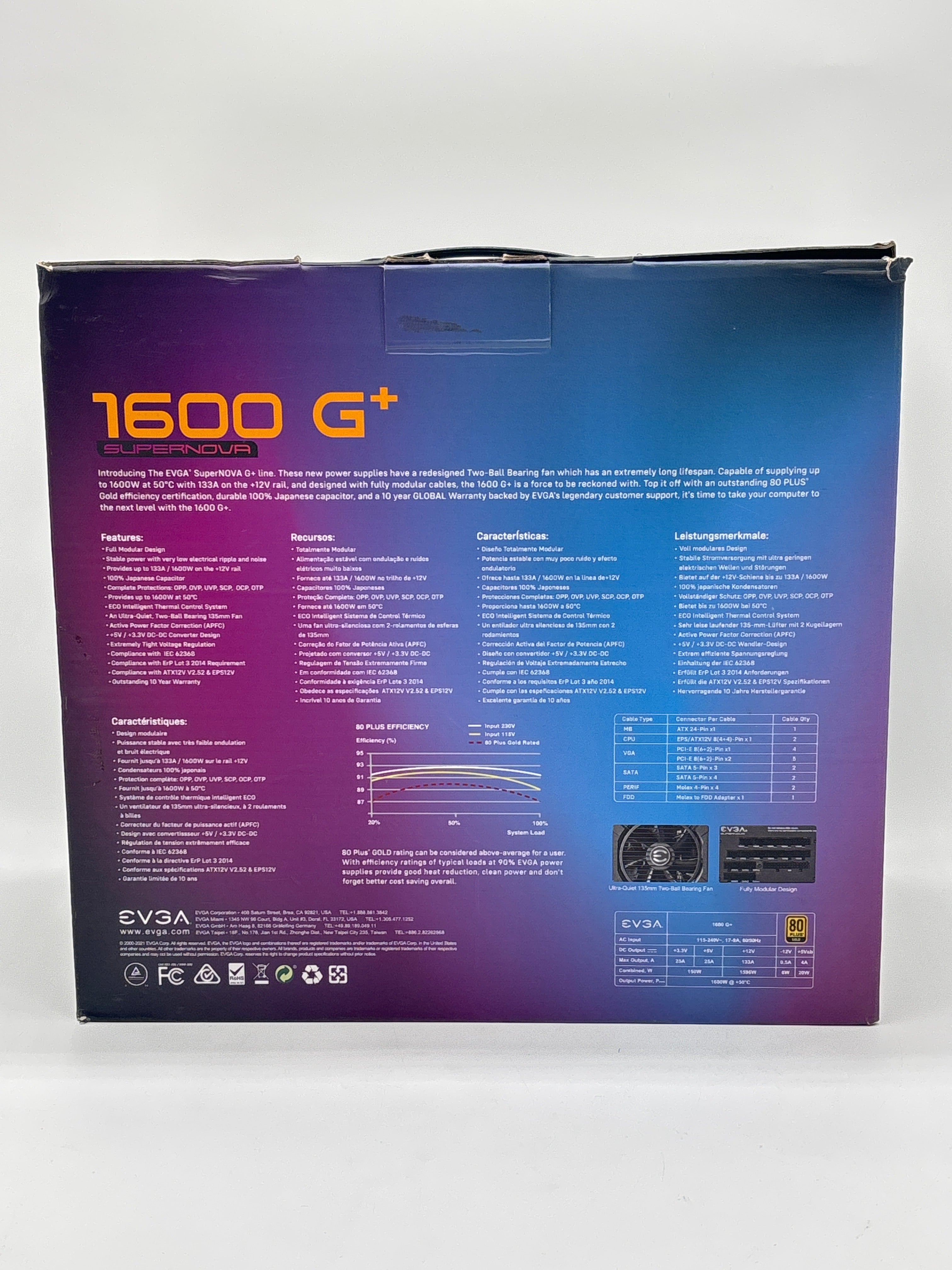EVGA SuperNOVA 1600W Gold G+ 80+ Modular Power Supply - New In Box