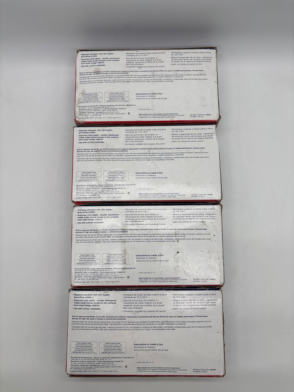 Leviton Plus 10 White Outlet 125A Tamper-Resistant - Lot of 4 New In Box