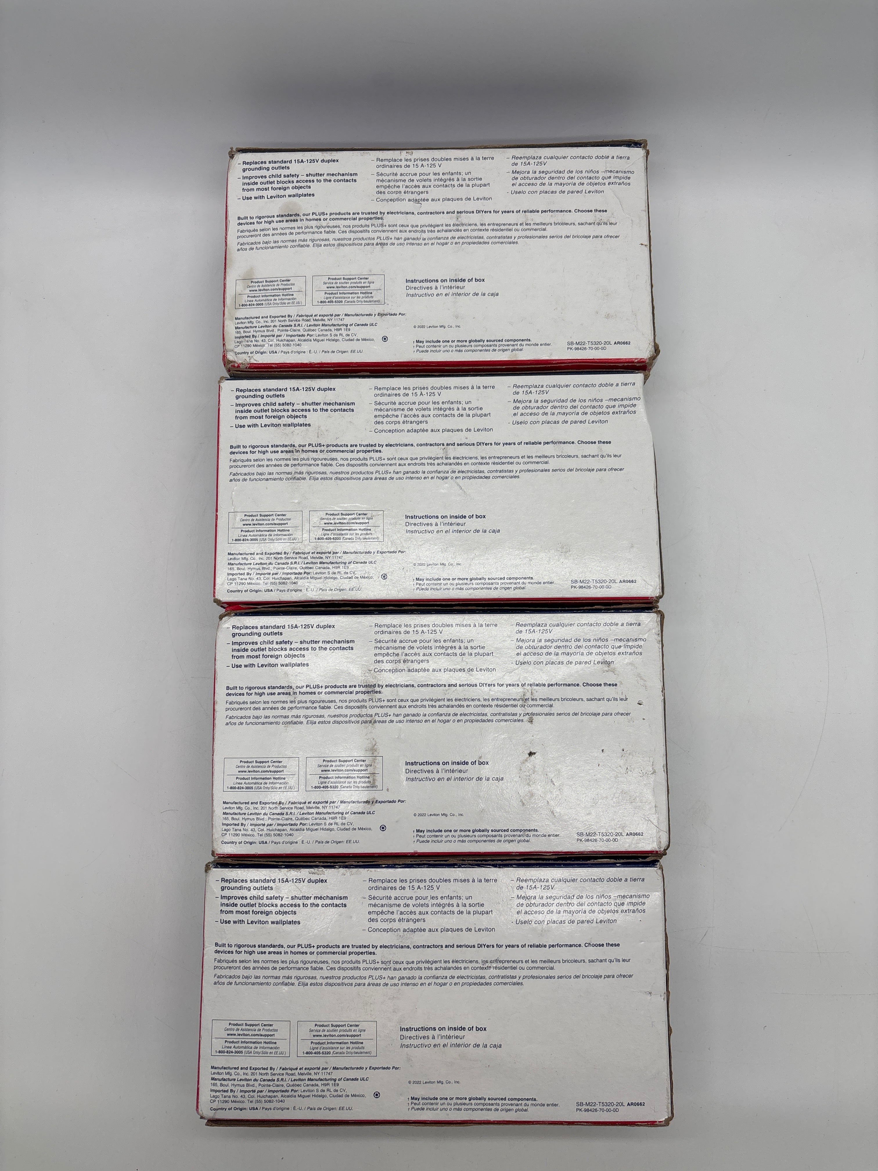 Leviton Plus 10 White Outlet 125A Tamper-Resistant - Lot of 4 New In Box