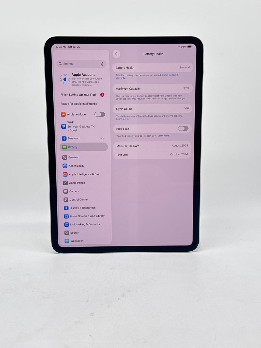 Apple iPad Pro 11" M4 A2836 8GB RAM 256GB Wi-Fi Silver - Used