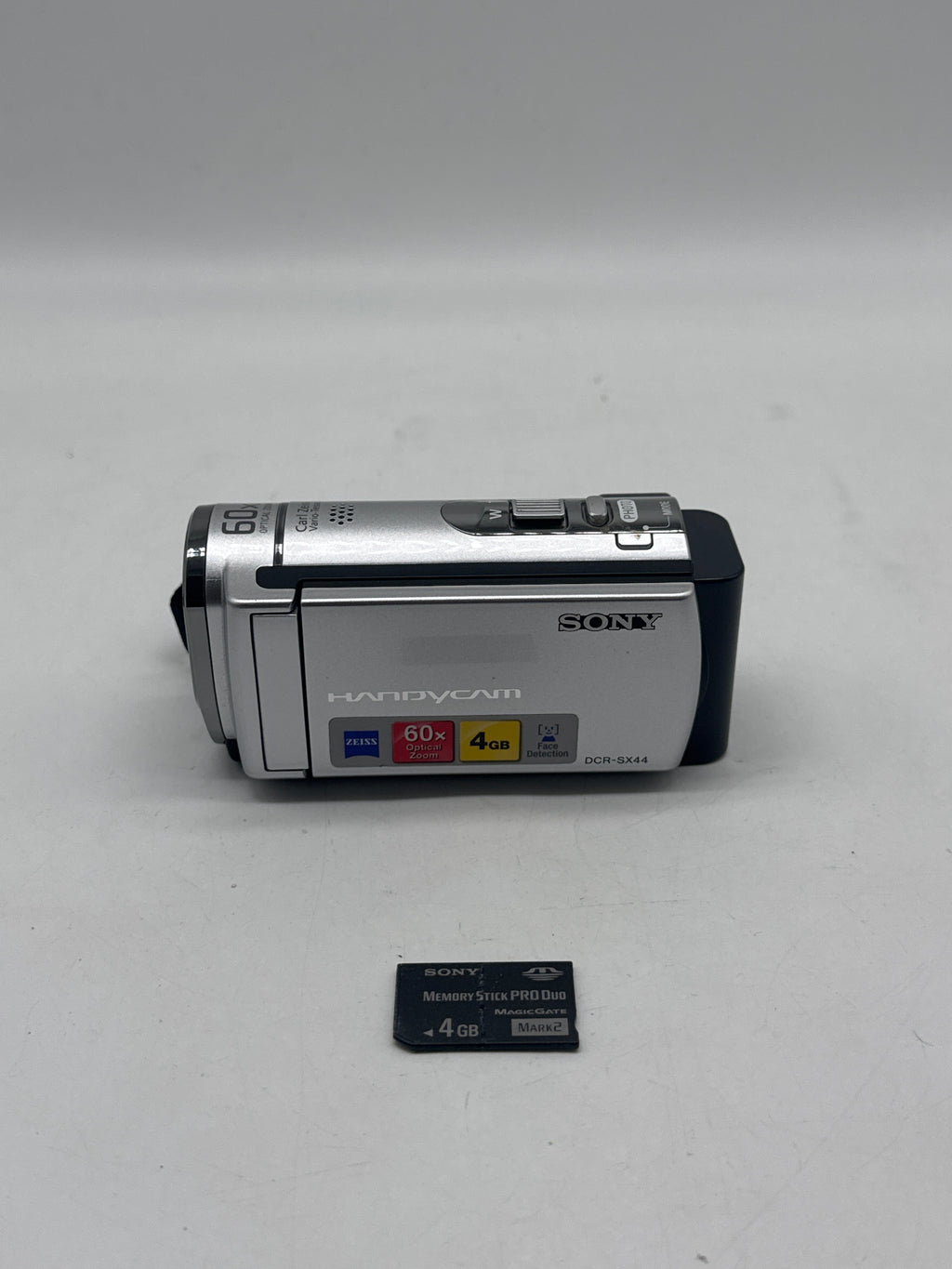 Sony Handycam DCR-SX44 Flash Memory 60x Optical Zoom Silver Camcorder - Used