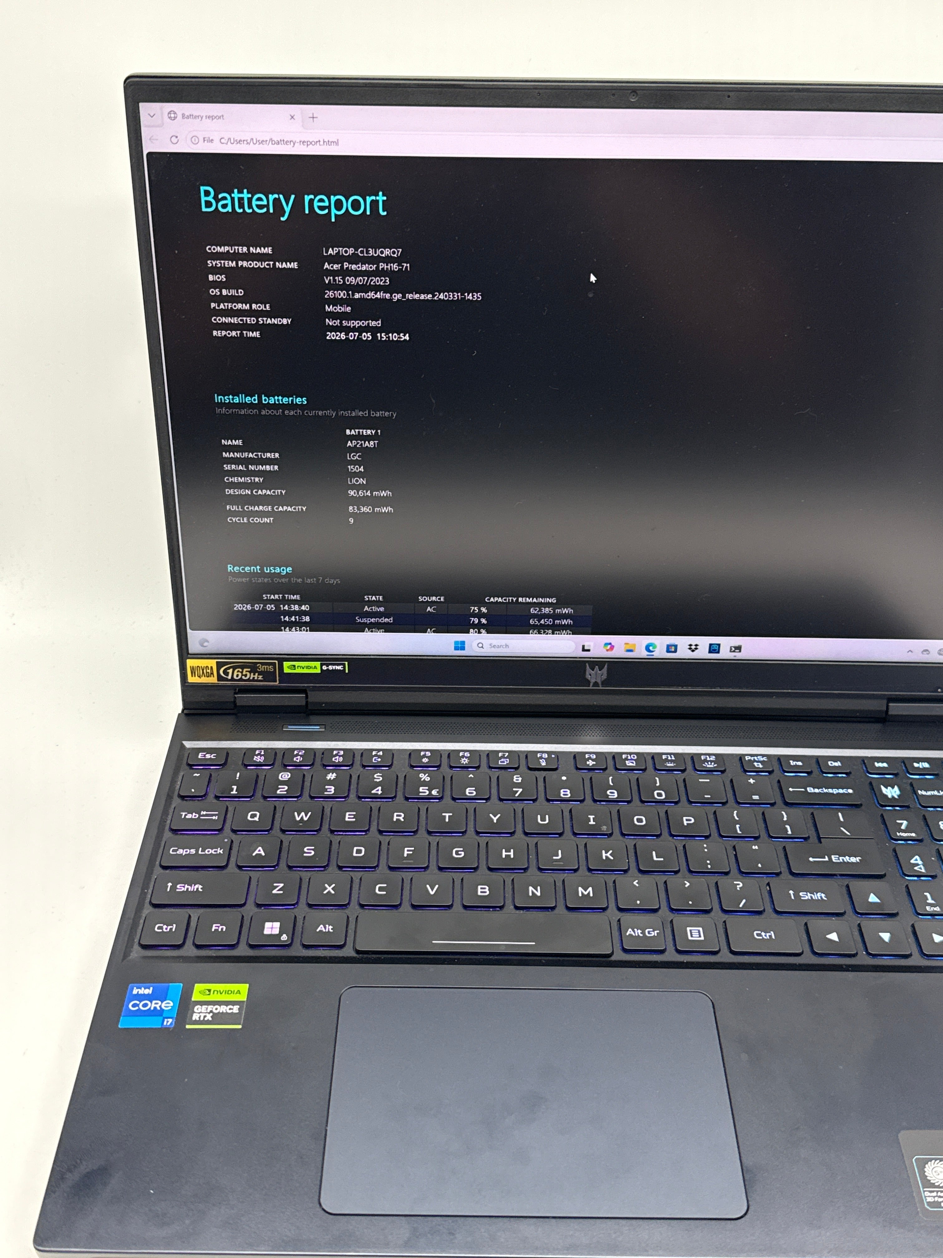Acer Predator Helios 16 PH16-71 16" i7-13700HX 16GB RAM 1TB SSD GeForce RTX 4060 - Used