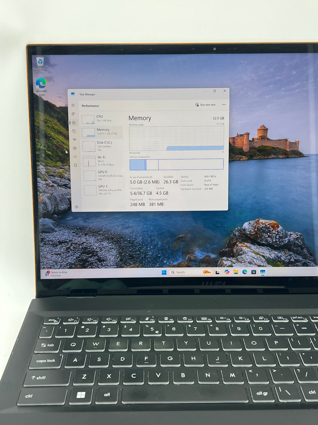 MSI Summit E16 Flip i7-1195G7 32GB RAM 1TB SSD RTX 3050 - Used