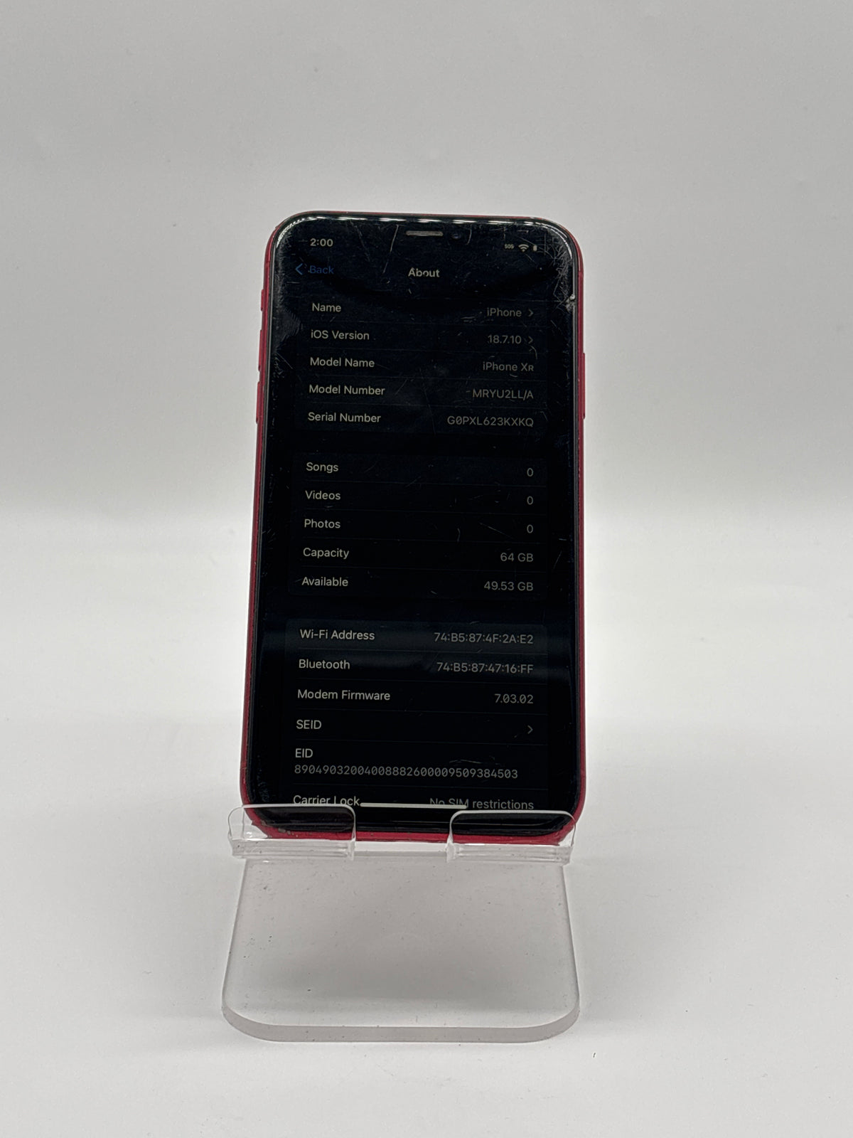 Apple iPhone XR 64GB Red A1984 Unlocked - Read