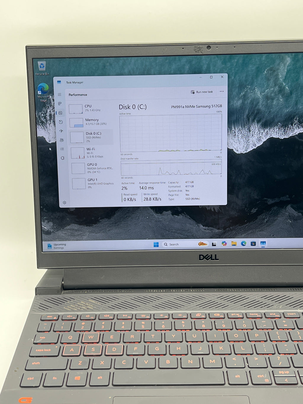 Dell G15 5511 i7-11800H 16GB RAM 512GB SSD GeForce RTX 3050 - Used