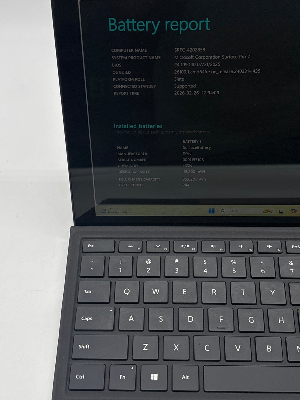 Microsoft Surface Pro 7 1866 i7-1065G7 16GB RAM 256GB SSD