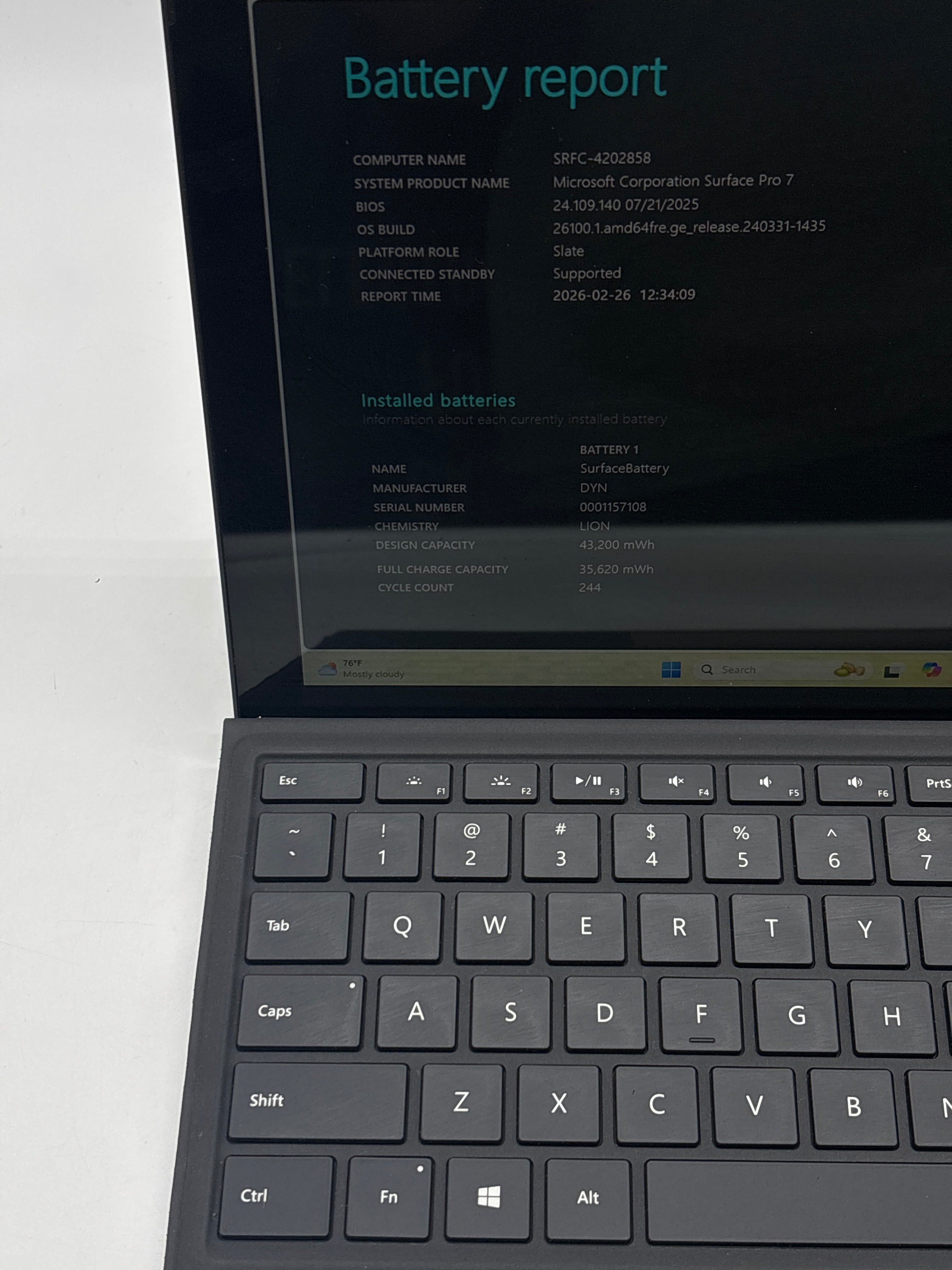 Microsoft Surface Pro 7 1866 i7-1065G7 16GB RAM 256GB SSD