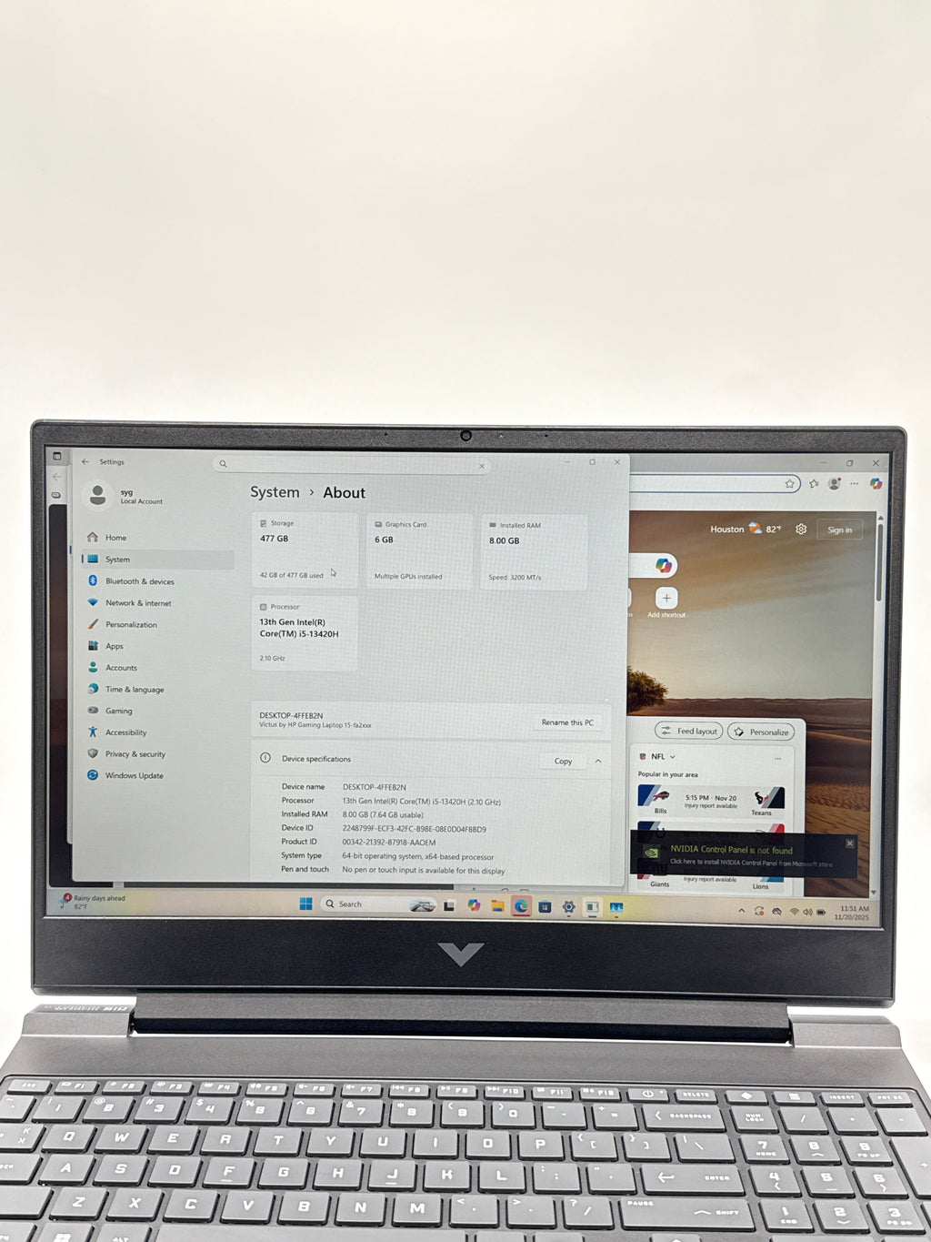 HP Victus Gaming Laptop 15.6" i5-13420H 8GB RAM 512GB SSD RTX 3050