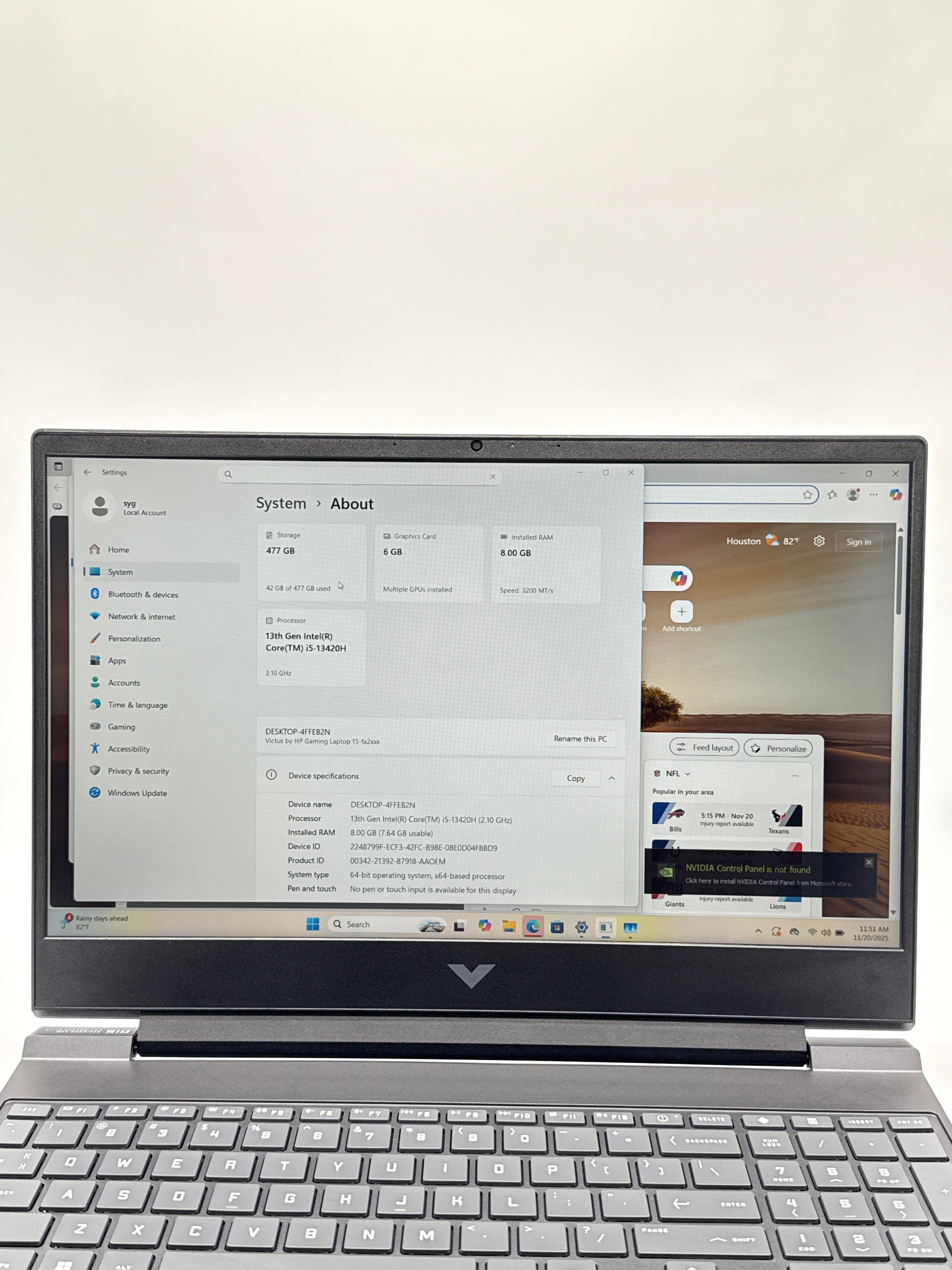 HP Victus Gaming Laptop 15.6" i5-13420H 8GB RAM 512GB SSD RTX 3050