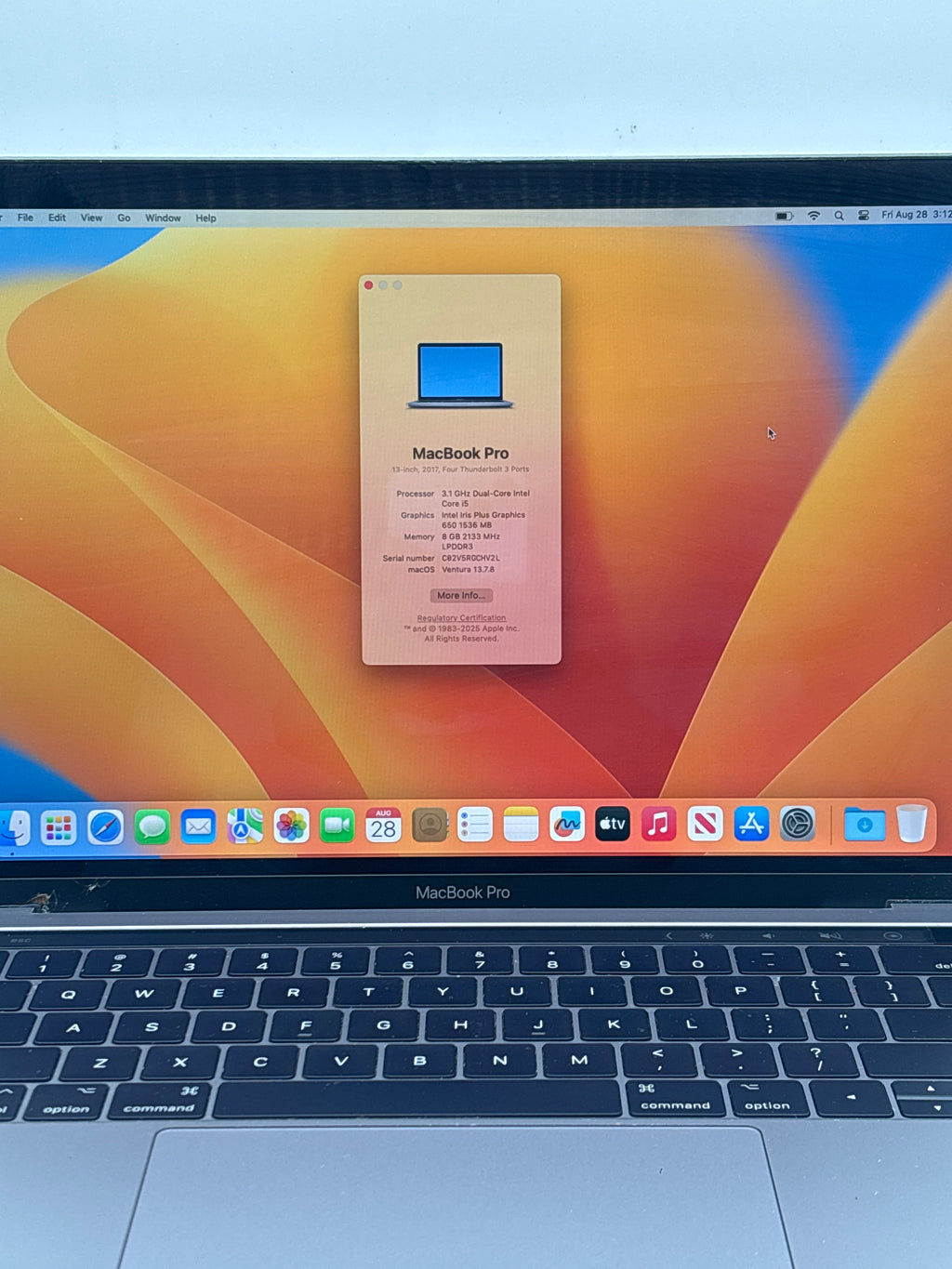 Apple MacBook Pro 13" A1706 Intel Core i5 8GB RAM 256GB SSD Space Gray - Used