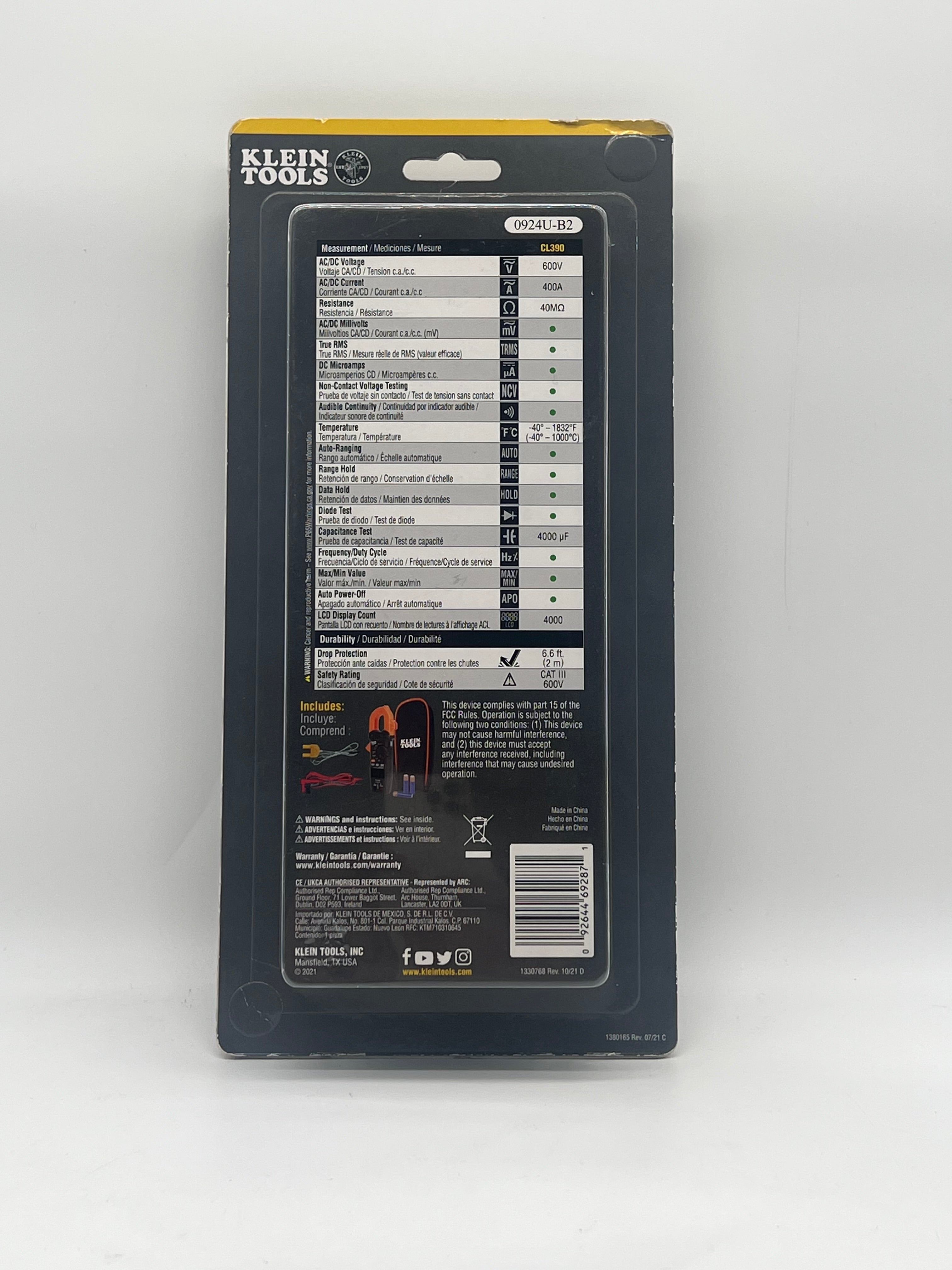 Klein Tools CL390 Clamp Meter Digital Display 600V AC DC New In Box
