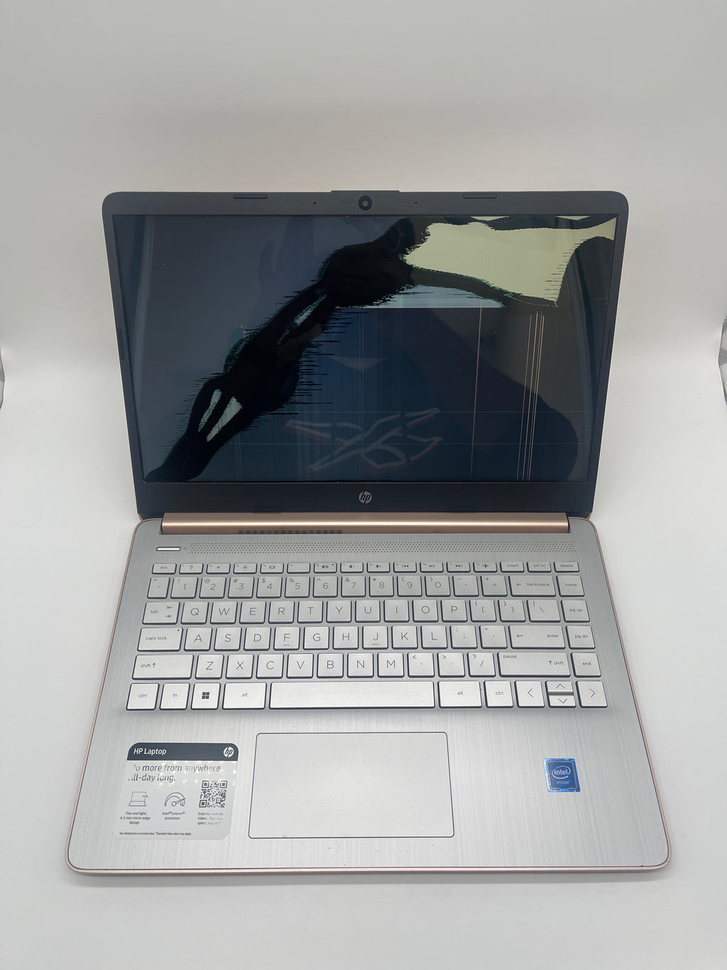 HP 14-DQ0030NR 14-inch Intel Celeron 4GB RAM 64GB Laptop - Rose Gold (Cracked Screen)