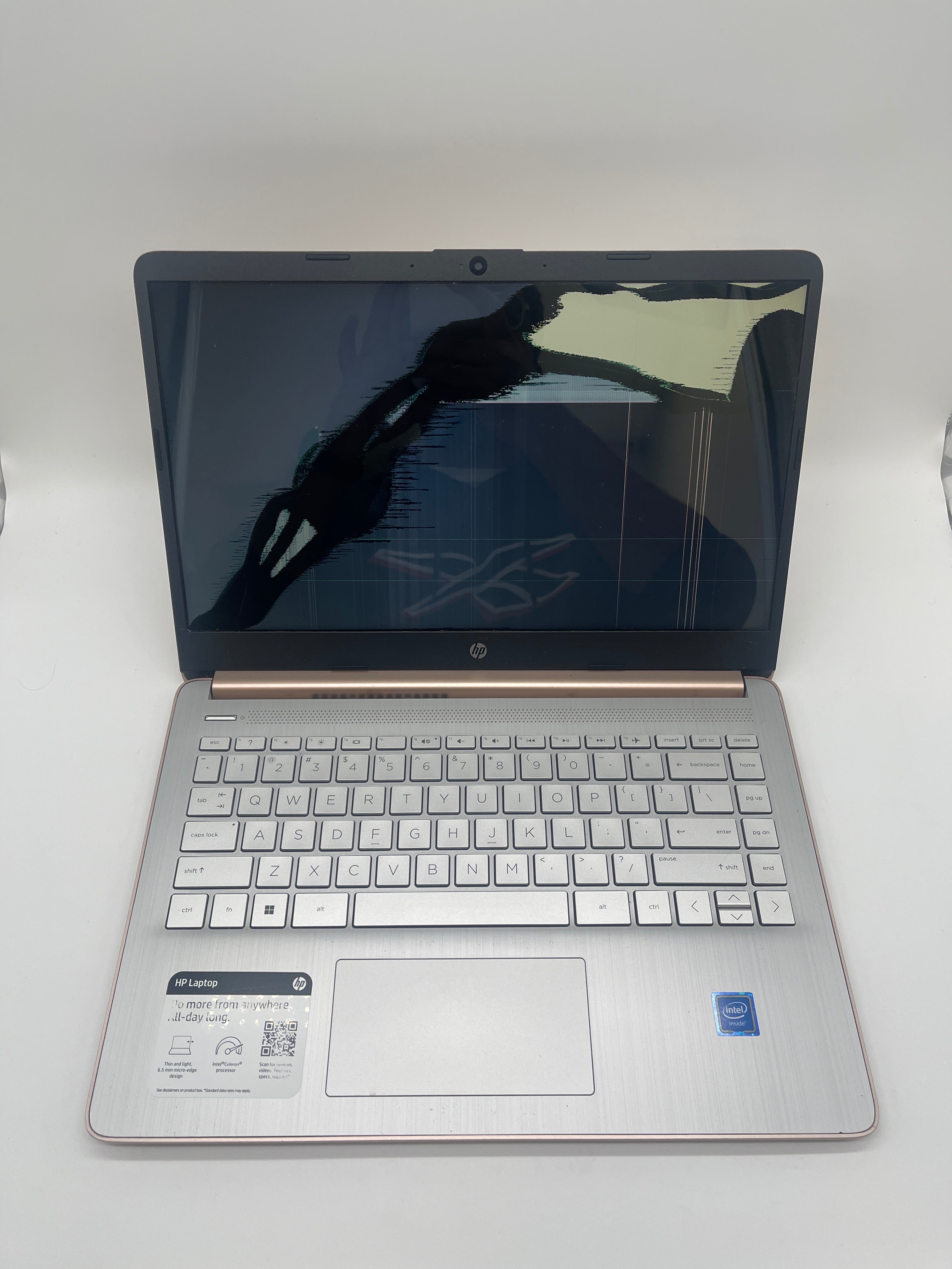 HP 14-DQ0030NR 14-inch Intel Celeron 4GB RAM 64GB Laptop - Rose Gold (Cracked Screen)