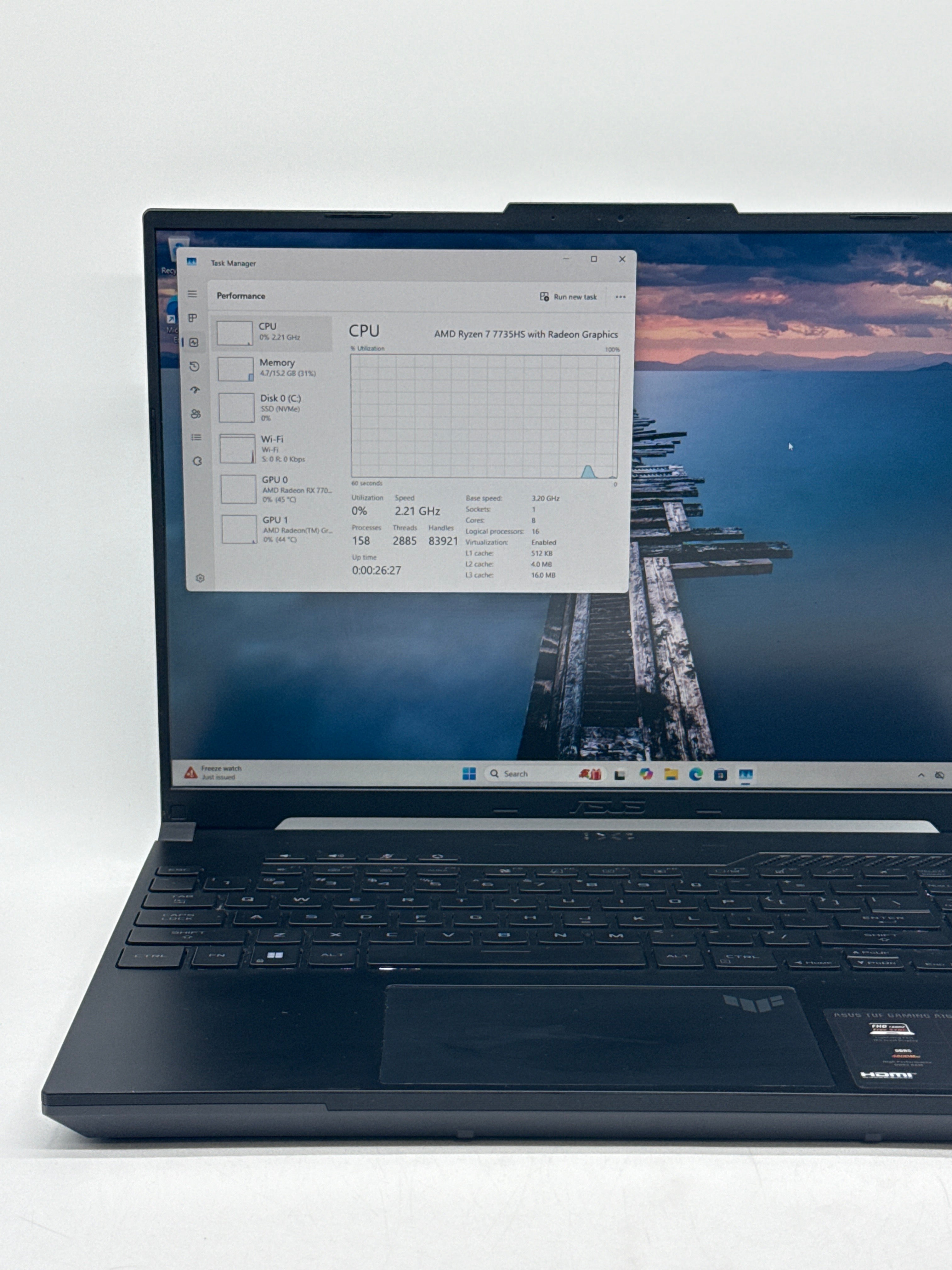 ASUS TUF Gaming A16 FA617 AMD Ryzen 7 7735HS 16GB RAM 512GB SSD RX 7700S Black - Used