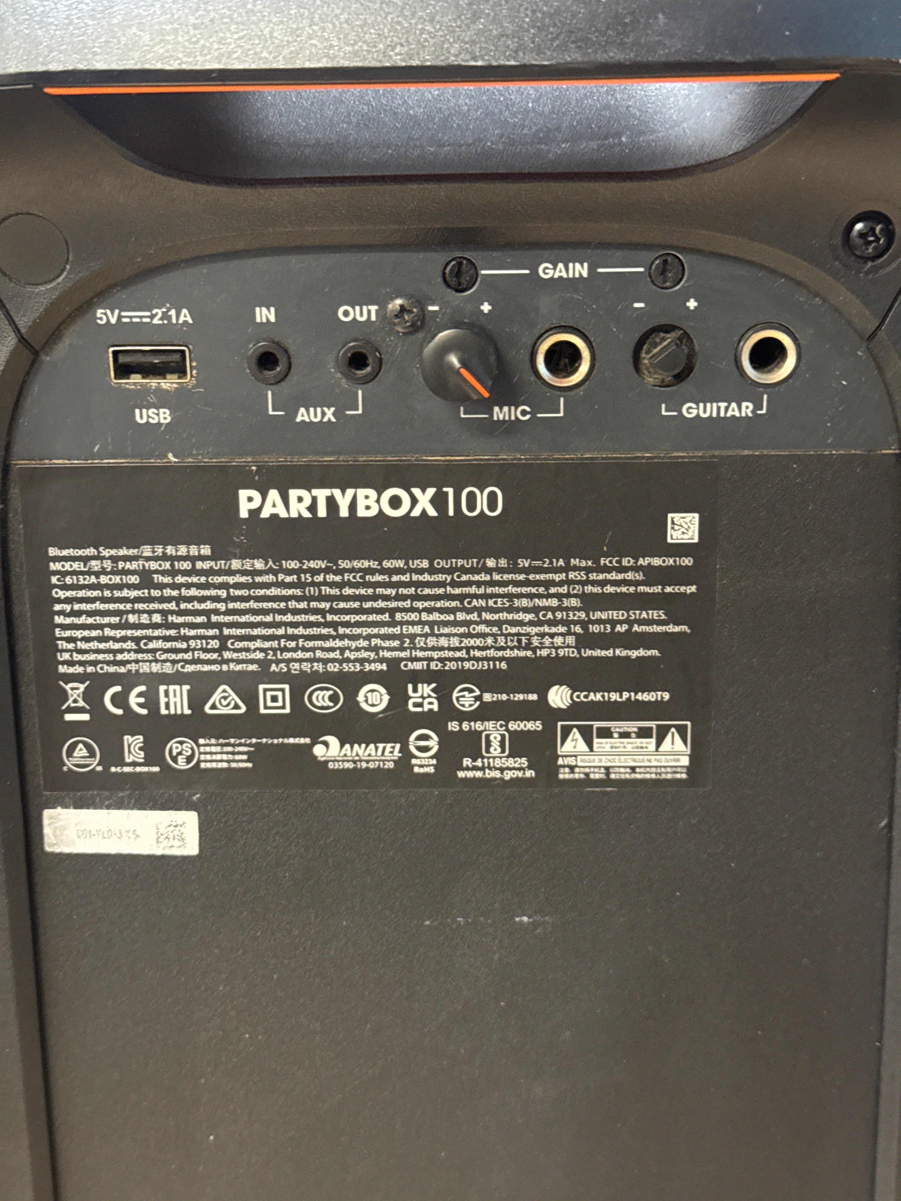 JBL PartyBox 100 Portable Wireless Bluetooth Speaker Black - For Parts (Read DESC)