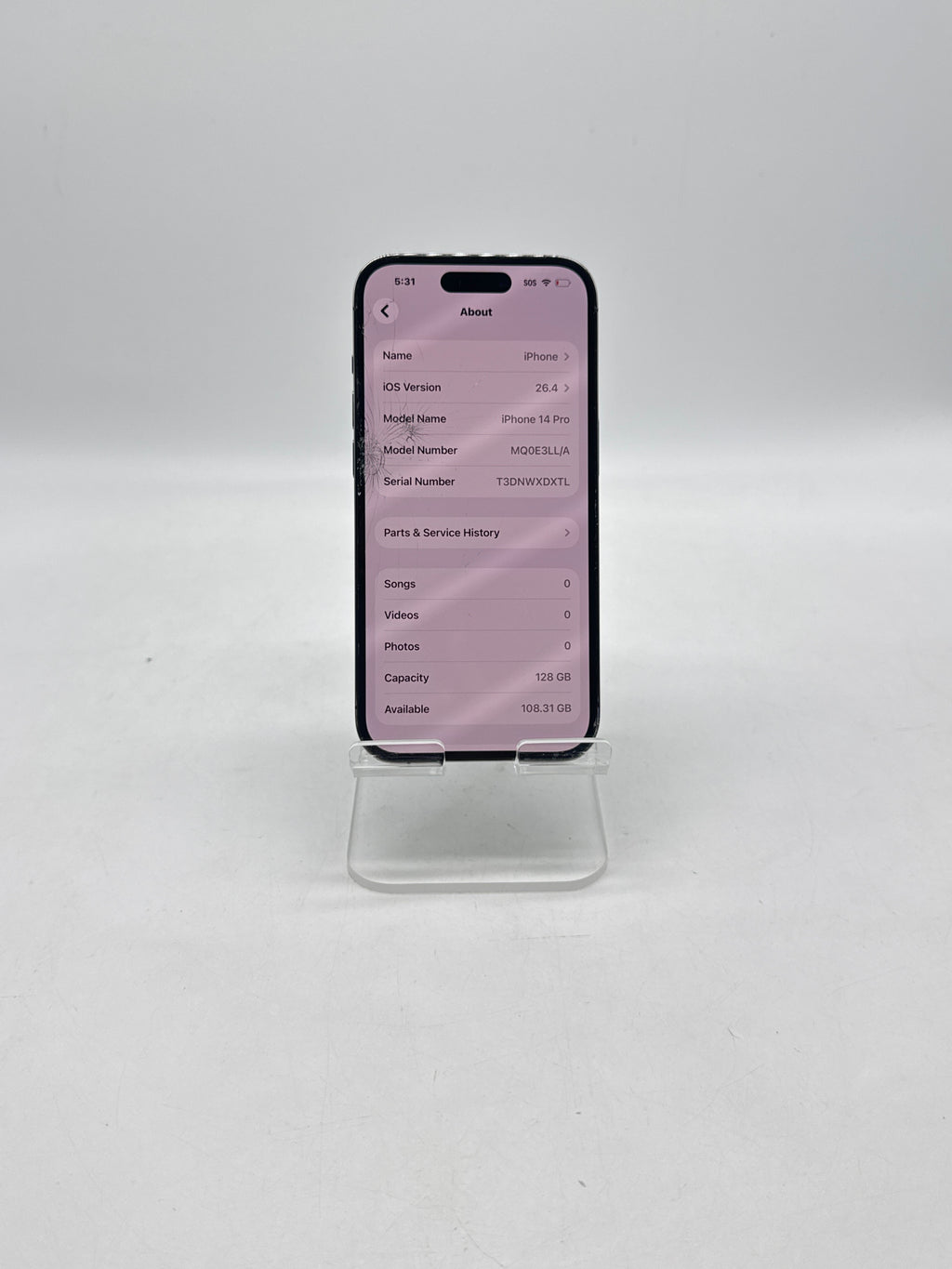 Apple iPhone 14 Pro A2650 128GB Unlocked - Cracked Screen Service Battery