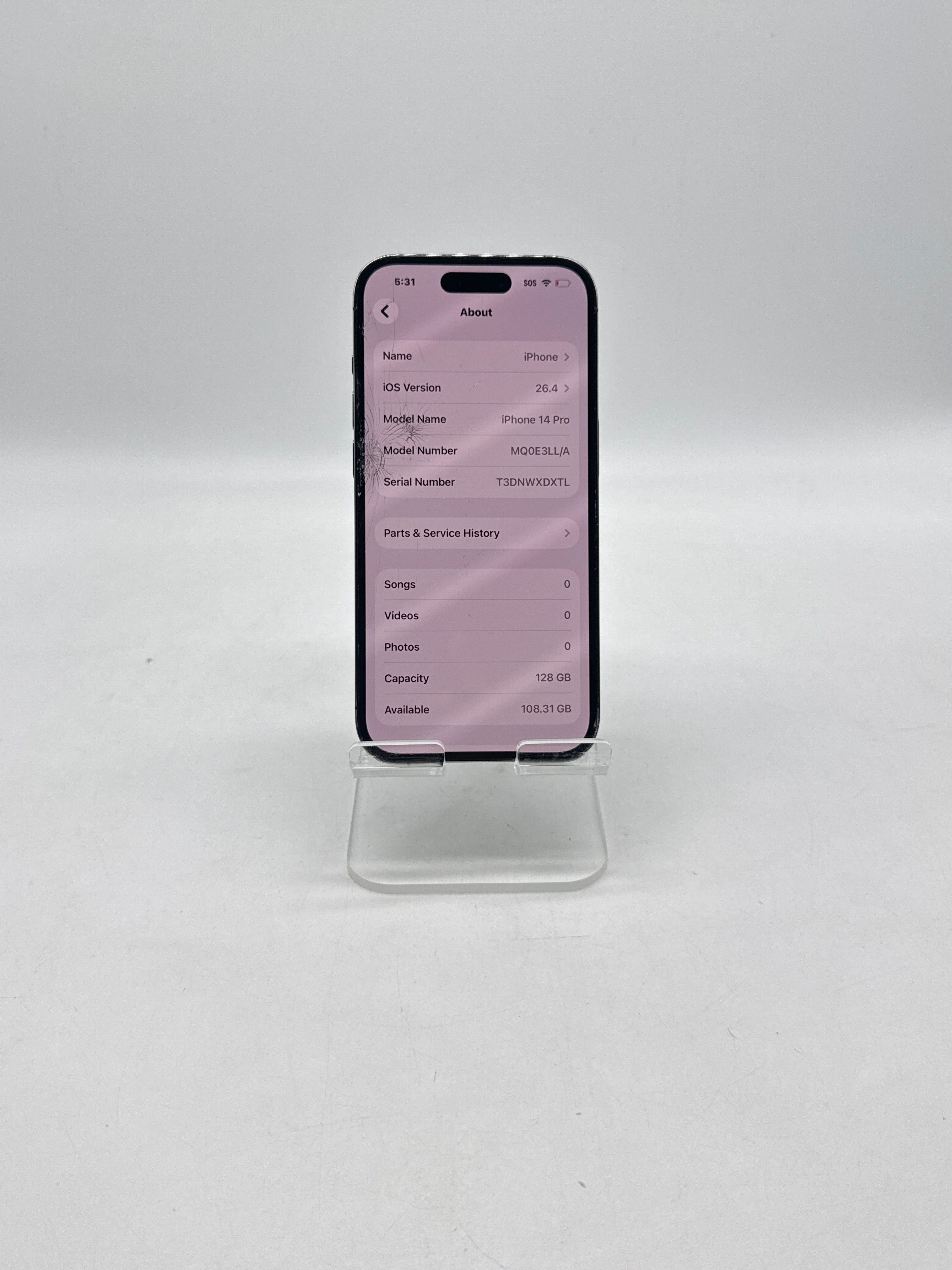 Apple iPhone 14 Pro A2650 128GB Unlocked - Cracked Screen Service Battery