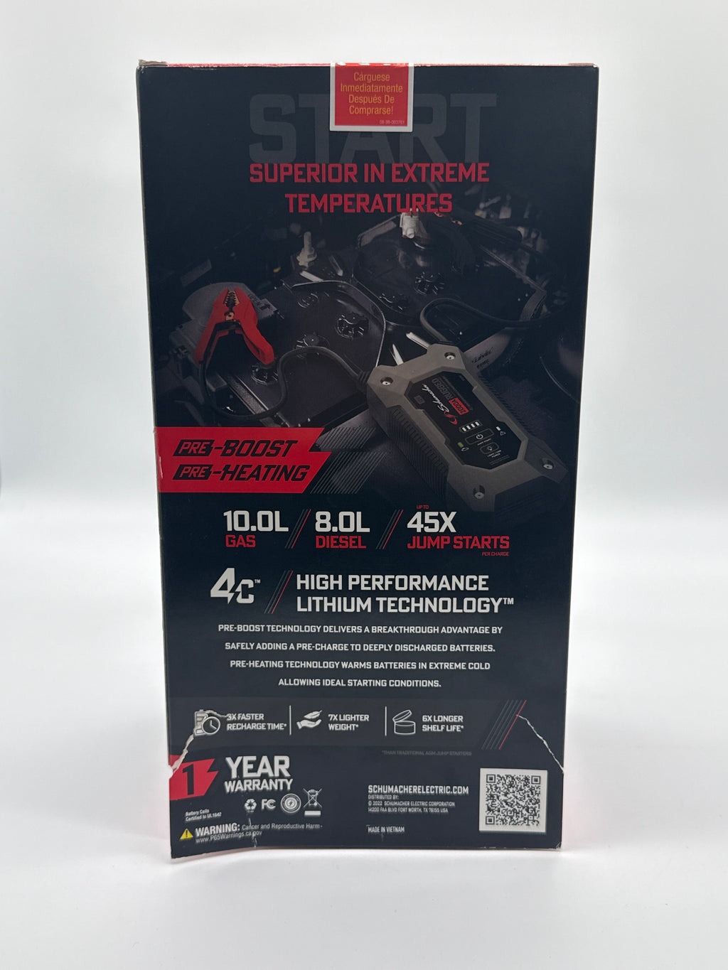 Schumacher RUGGED Jump Starter SL1651 2000A 12V Portable Power Pack Black