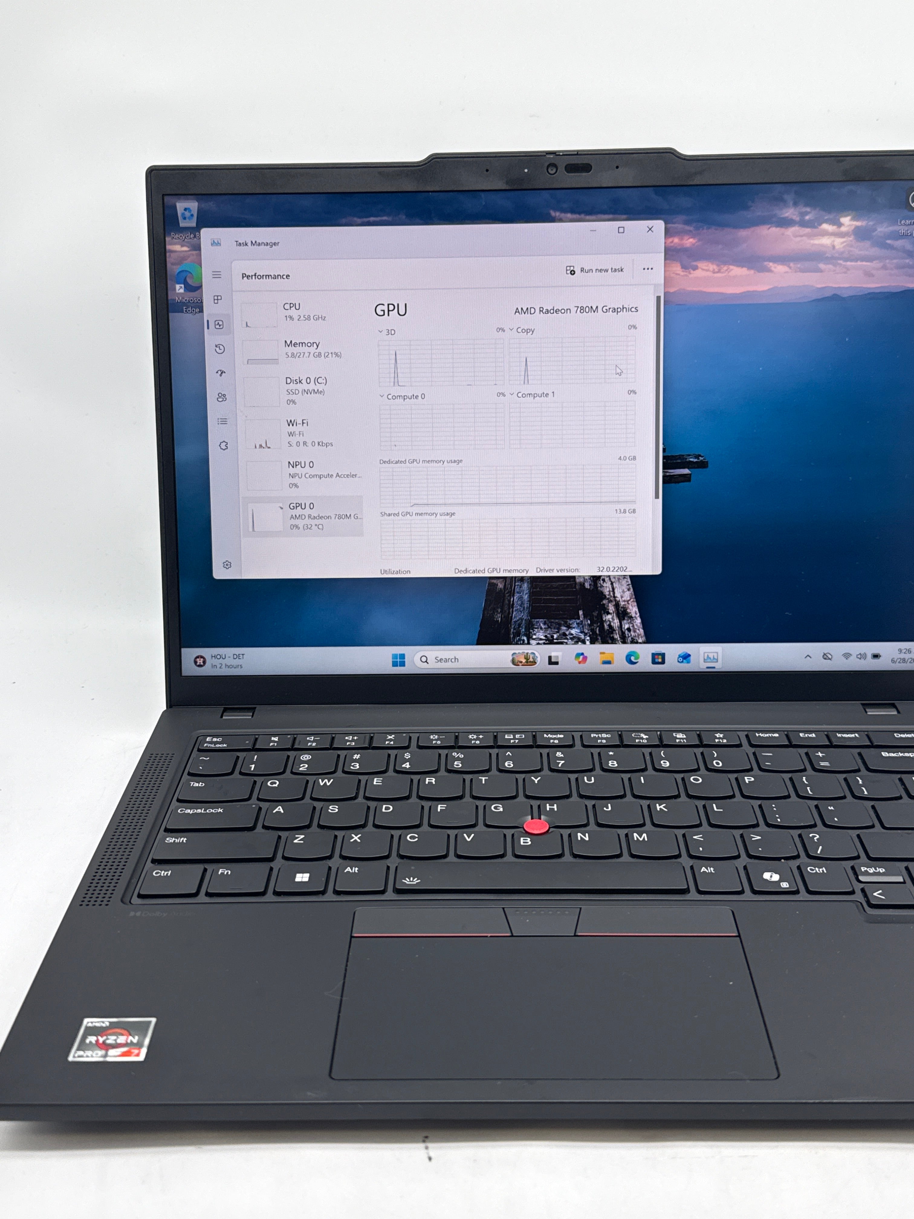 Lenovo ThinkPad P14s Gen 5 AMD Ryzen 7 Pro 8840HS 32GB Ram 2TB SSD - Used