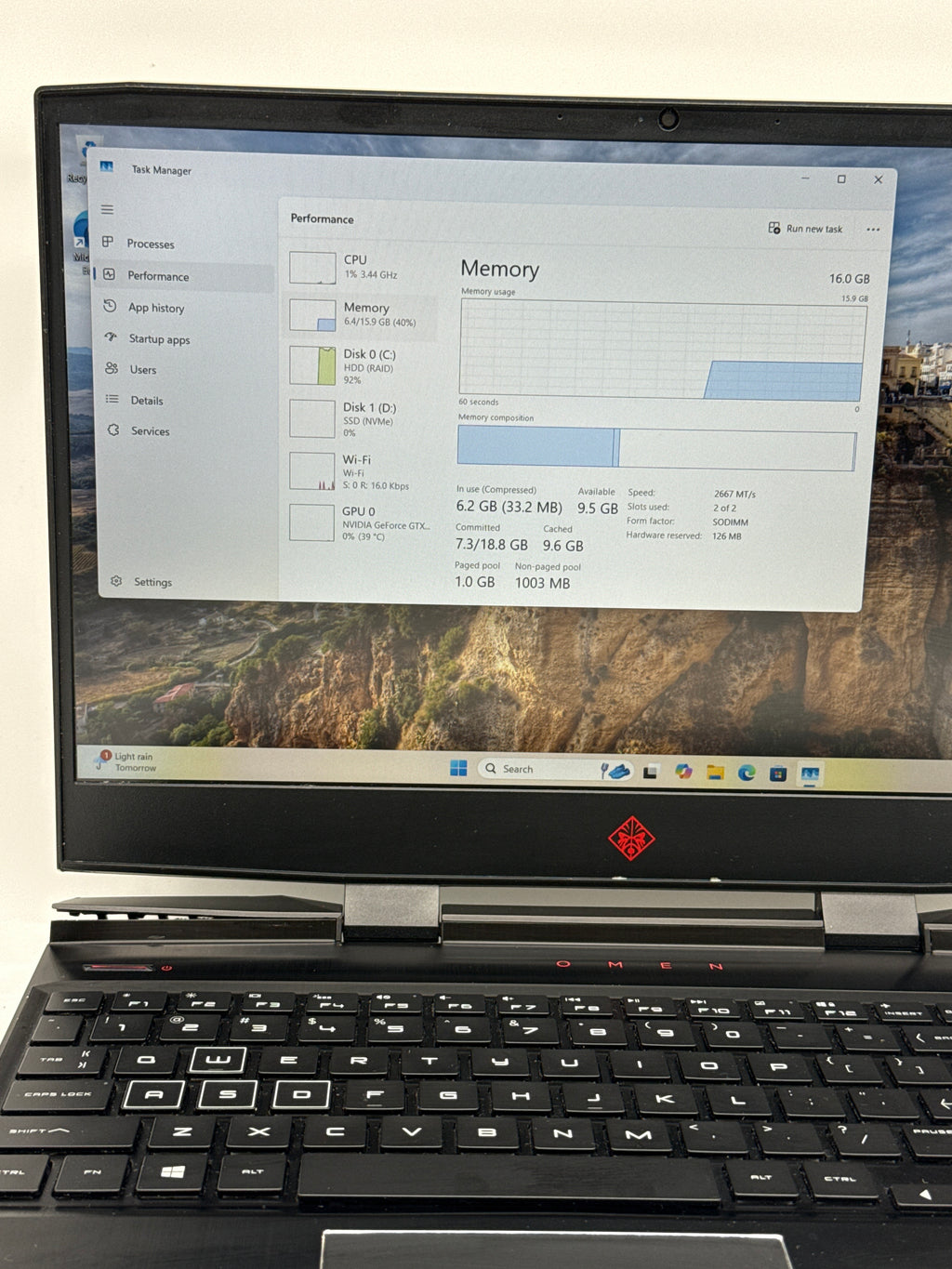 HP Omen 15-DC1054NR i7-9750H 16GB RAM 1TB HDD GTX 1660 Ti - For Parts (READ)