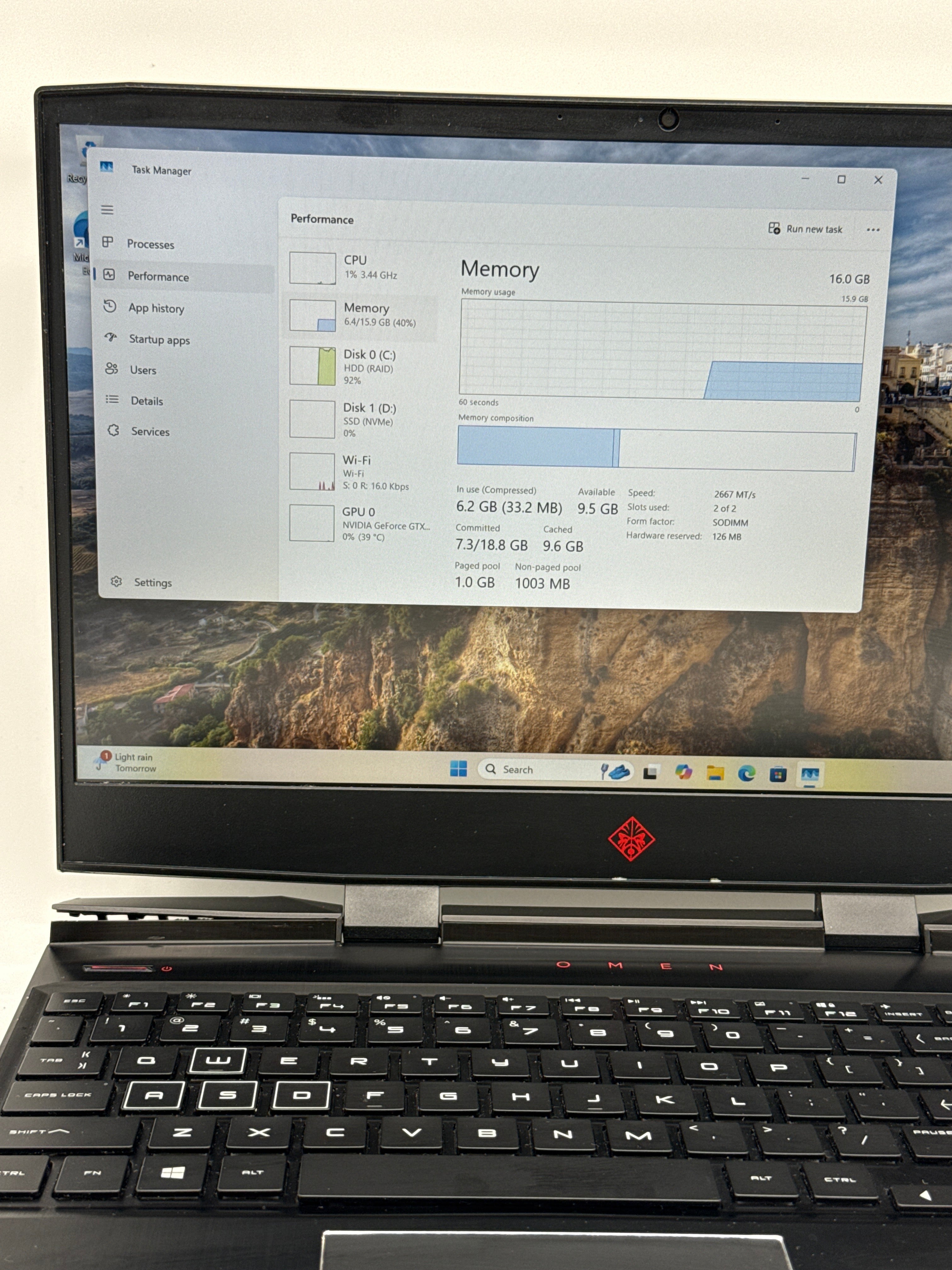HP Omen 15-DC1054NR i7-9750H 16GB RAM 1TB HDD GTX 1660 Ti - For Parts (READ)