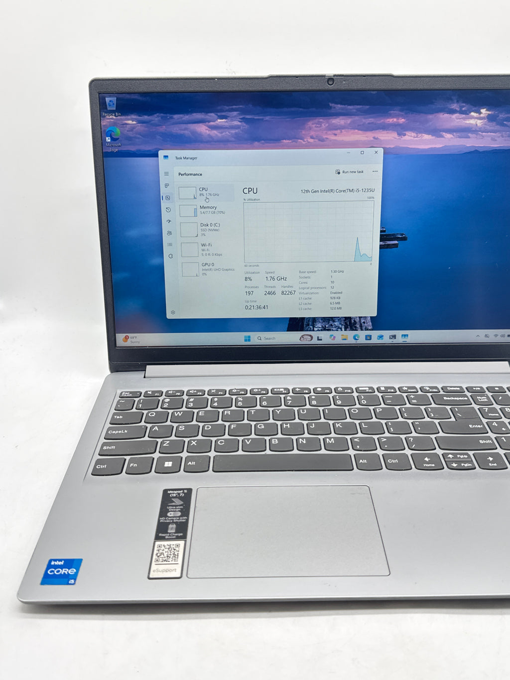Lenovo IdeaPad 1i 15IAU7 Core i5 1235U 8GB RAM 512GB SSD 15.6in Silver - Used