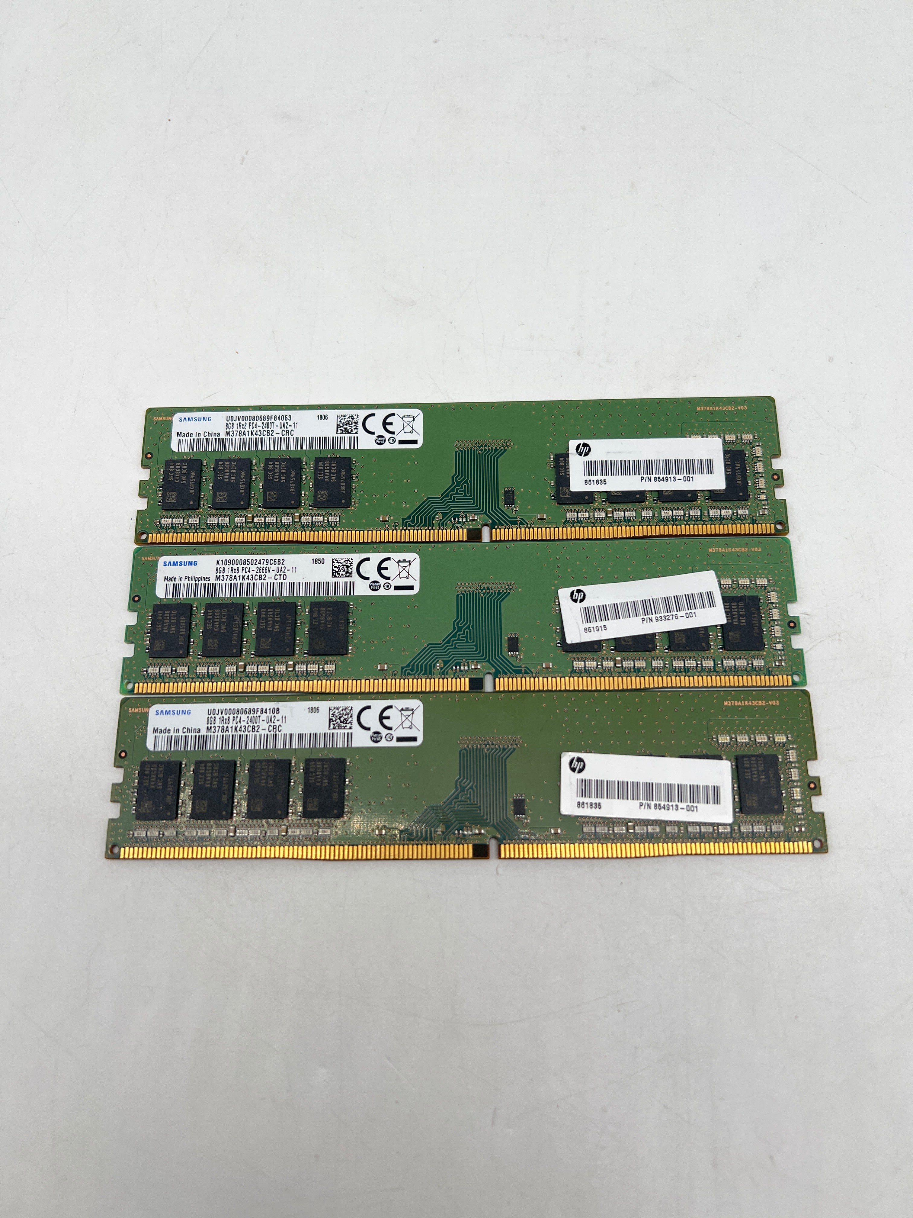 (Lot of 3) Samsung 8GB 1RX8 PC4-2666V UDIMM Desktop Memory M378A1K43CB2-CTD
