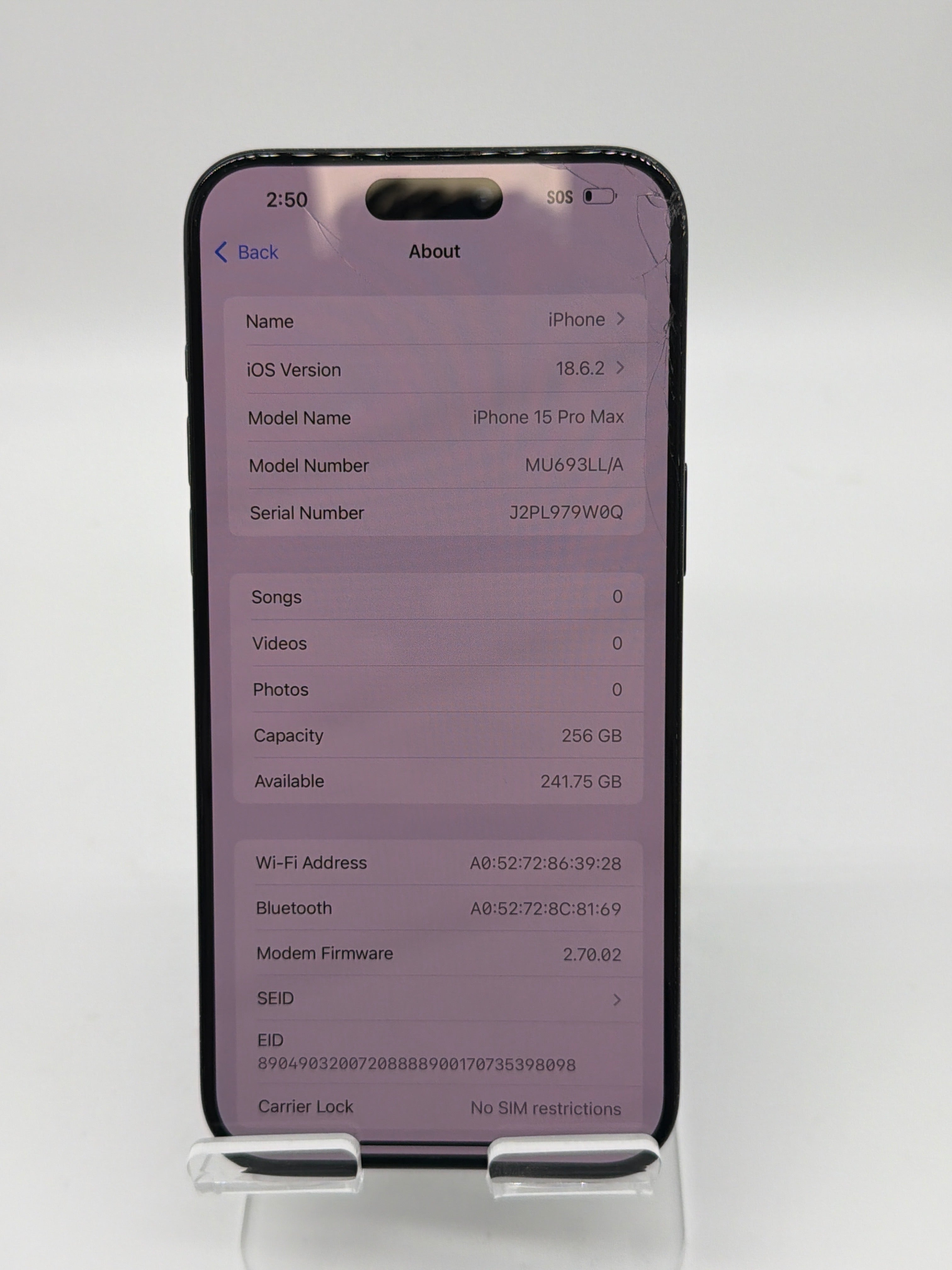 Apple iPhone 15 Pro Max 6.7" A2849 256GB Blue Unlocked - Cracked Screen