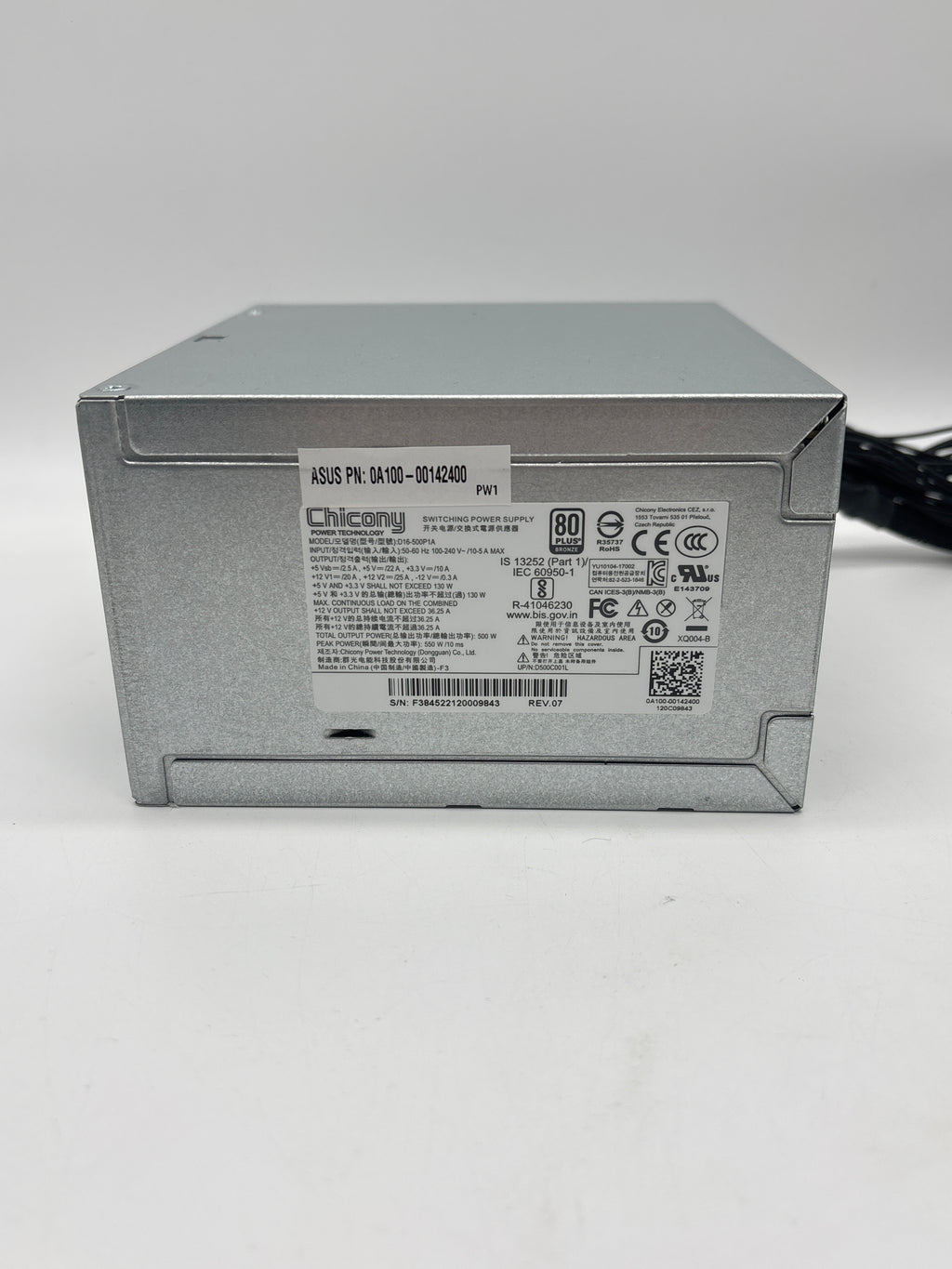 Chicony 500W 80 Plus Power Supply Silver